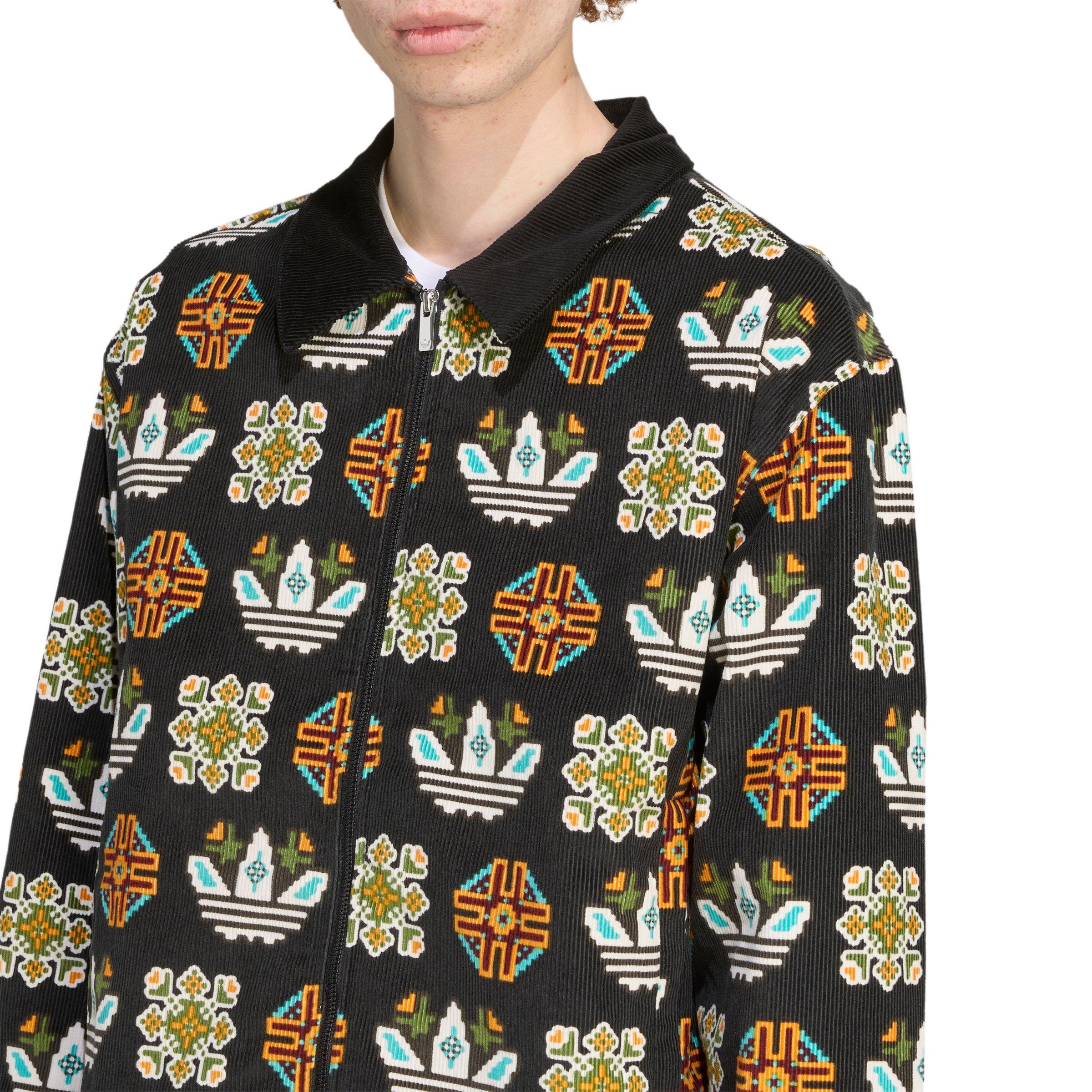 adidas Originals Men's Monogram Allover Print Loose Coach Jacket - Black - BLACK Thumbnail View 3