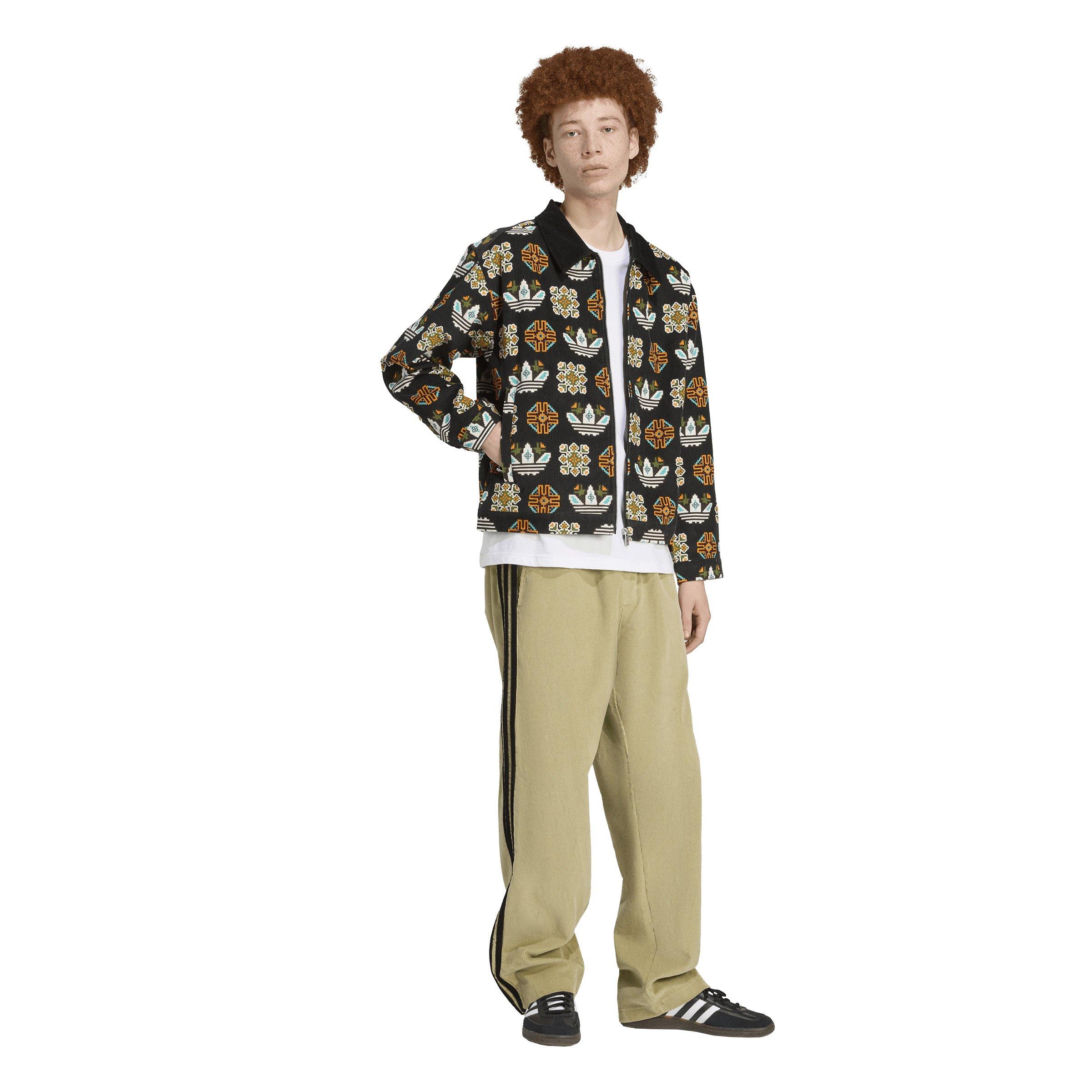 adidas Originals Men's Monogram Allover Print Loose Coach Jacket -Black - BLACK Thumbnail View 5