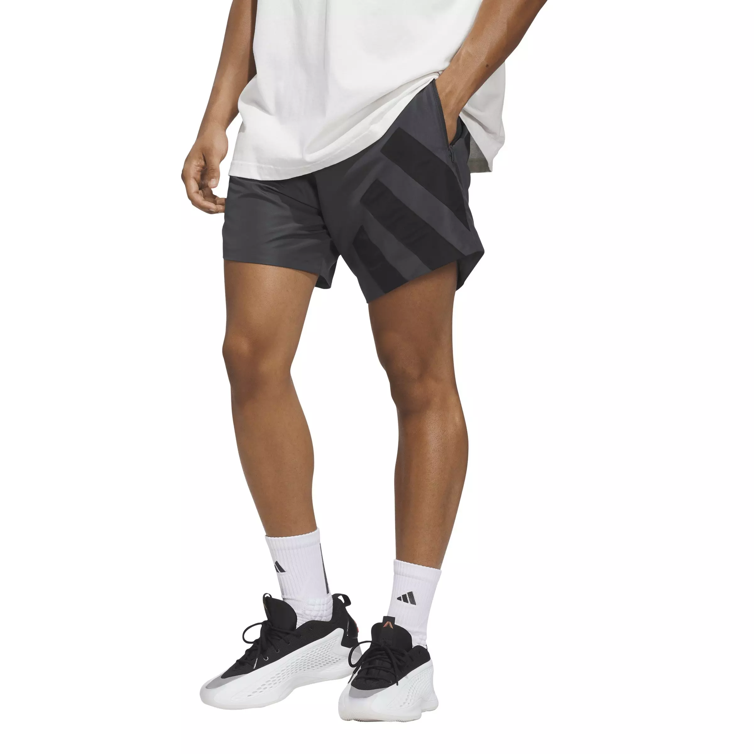 adidas Men's Anthony Edwards Foundation Basketball Shorts -Grey - GREY