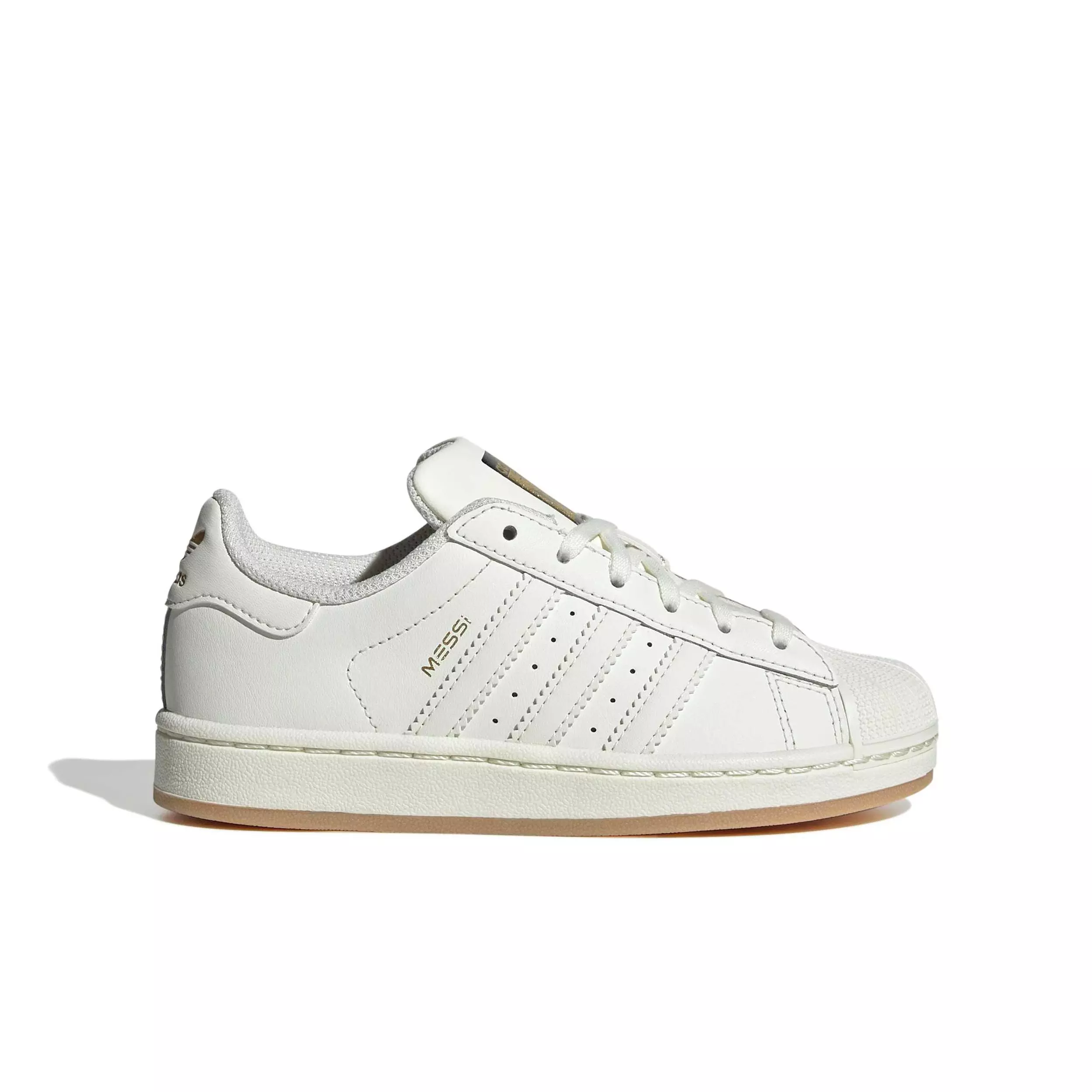 adidas Originals Superstar Messi "Ivory/Ivory/Gold Metallic" Preschool Boys' Shoe - IVORY/IVORY/GOLD