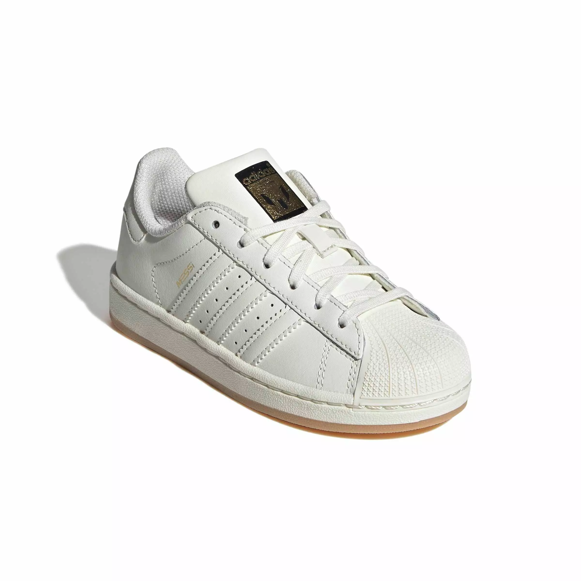adidas Originals Superstar Messi "Ivory/Ivory/Gold Metallic" Preschool Boys' Shoe - IVORY/IVORY/GOLD