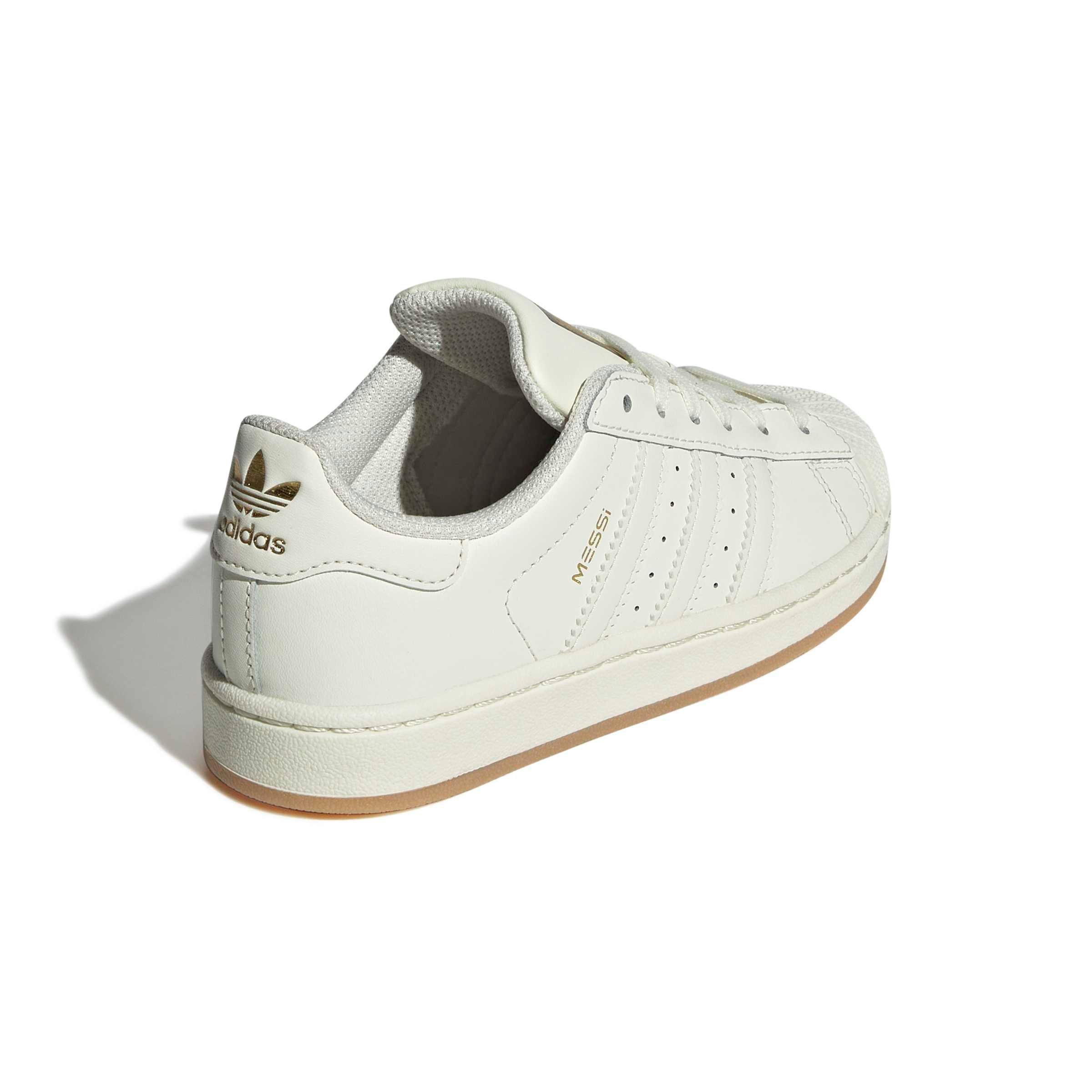 adidas Originals Superstar Messi "Ivory/Ivory/Gold Metallic" Preschool Boys' Shoe - IVORY/IVORY/GOLD