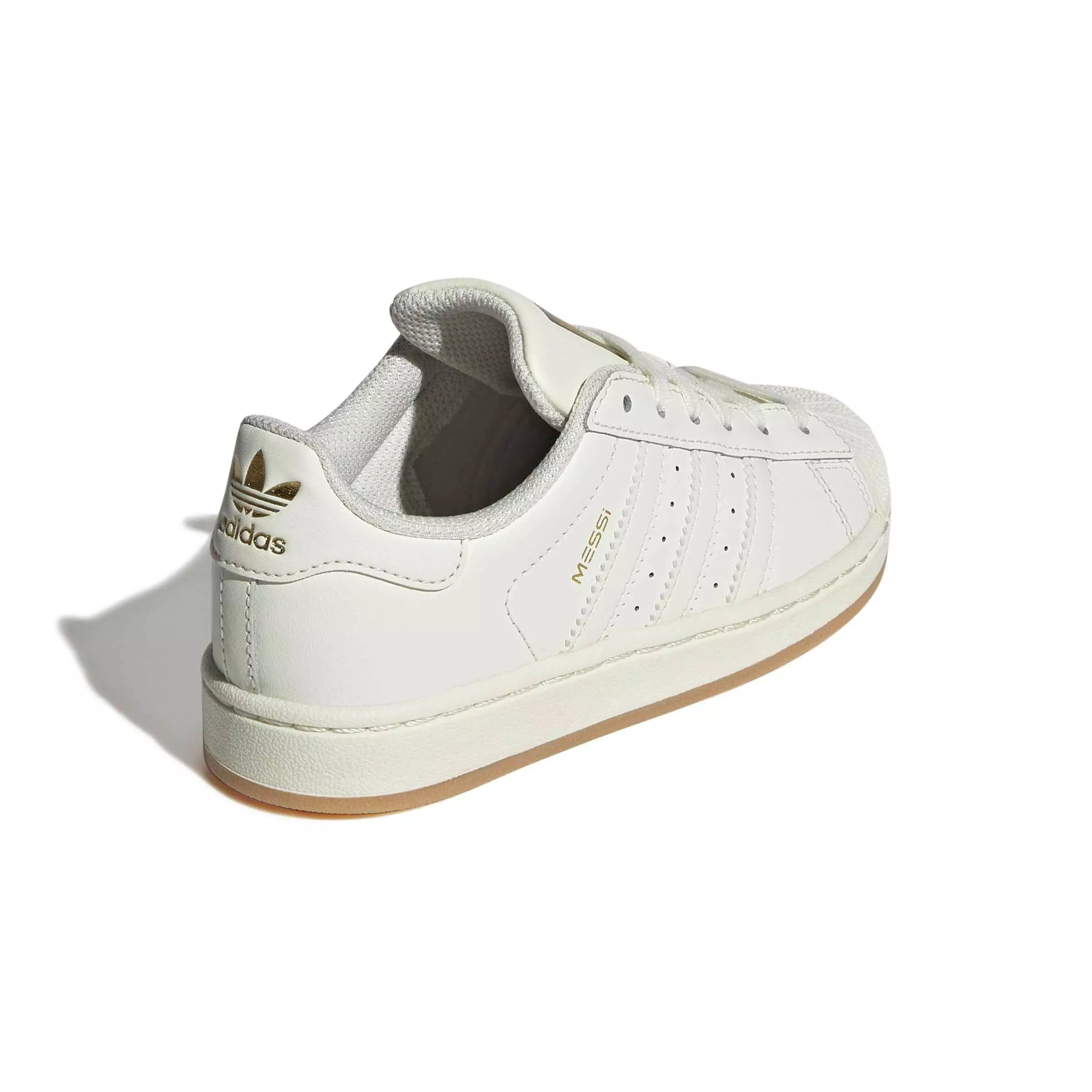 adidas Originals Superstar Messi "Ivory/Ivory/Gold Metallic" Preschool Boys' Shoe - IVORY/IVORY/GOLD