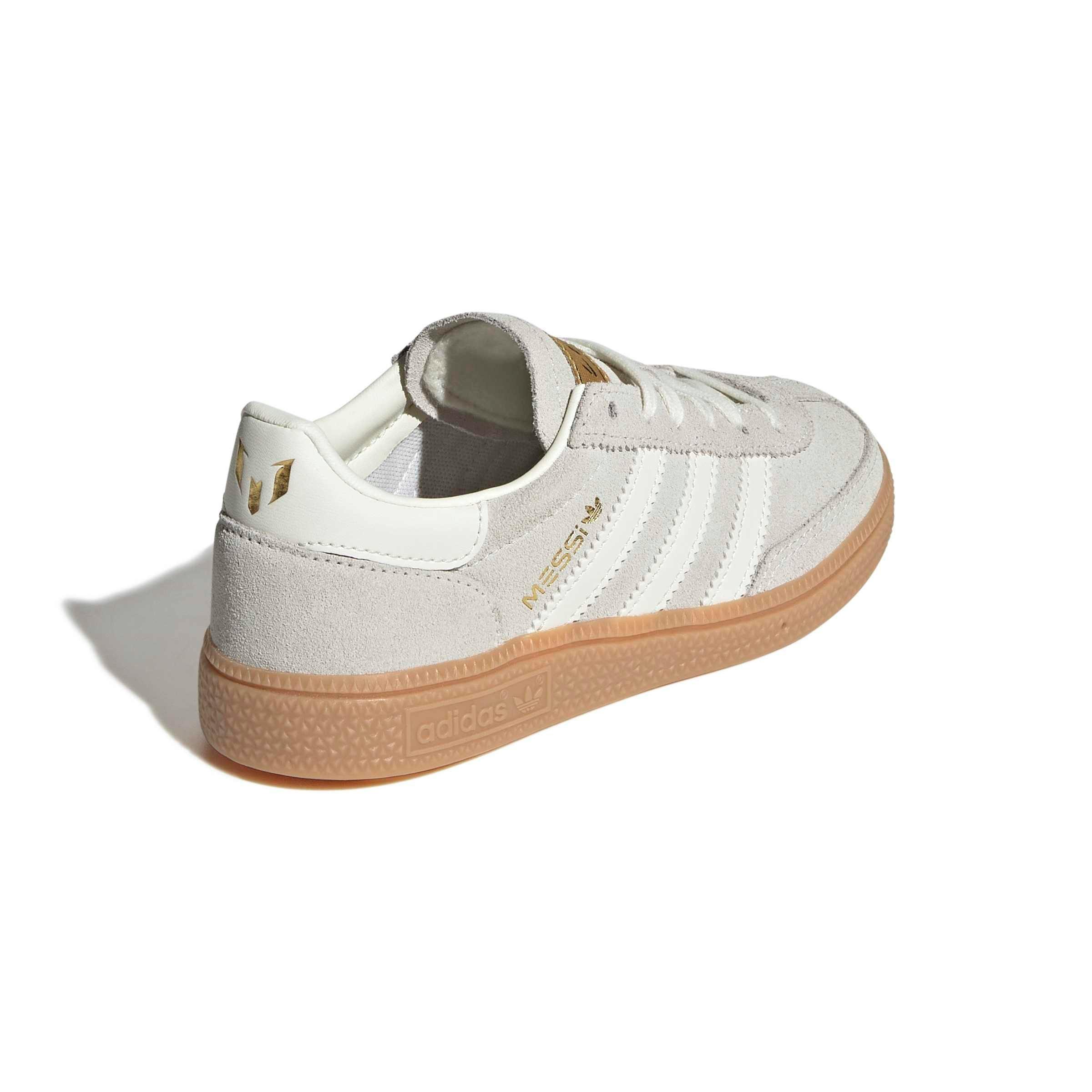 adidas Originals Handball Spezial Messi "Ivory/Ivory/Gold Metallic" Preschool Girls' Shoe - IVORY/IVORY/GOLD
