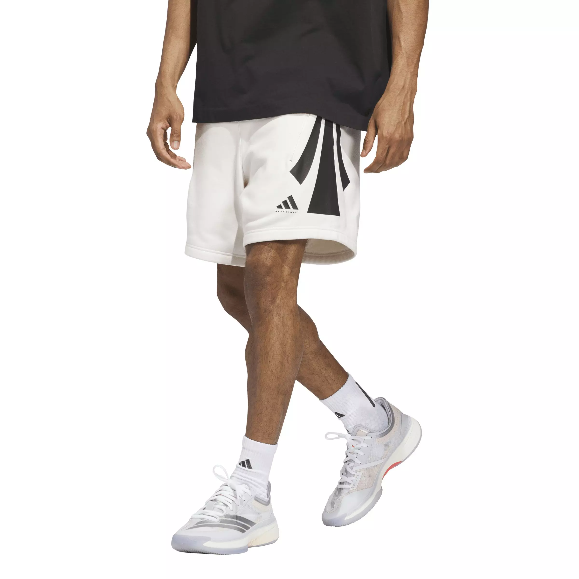 adidas Unisex 3 Stripe Basketball Shorts -White - WHITE