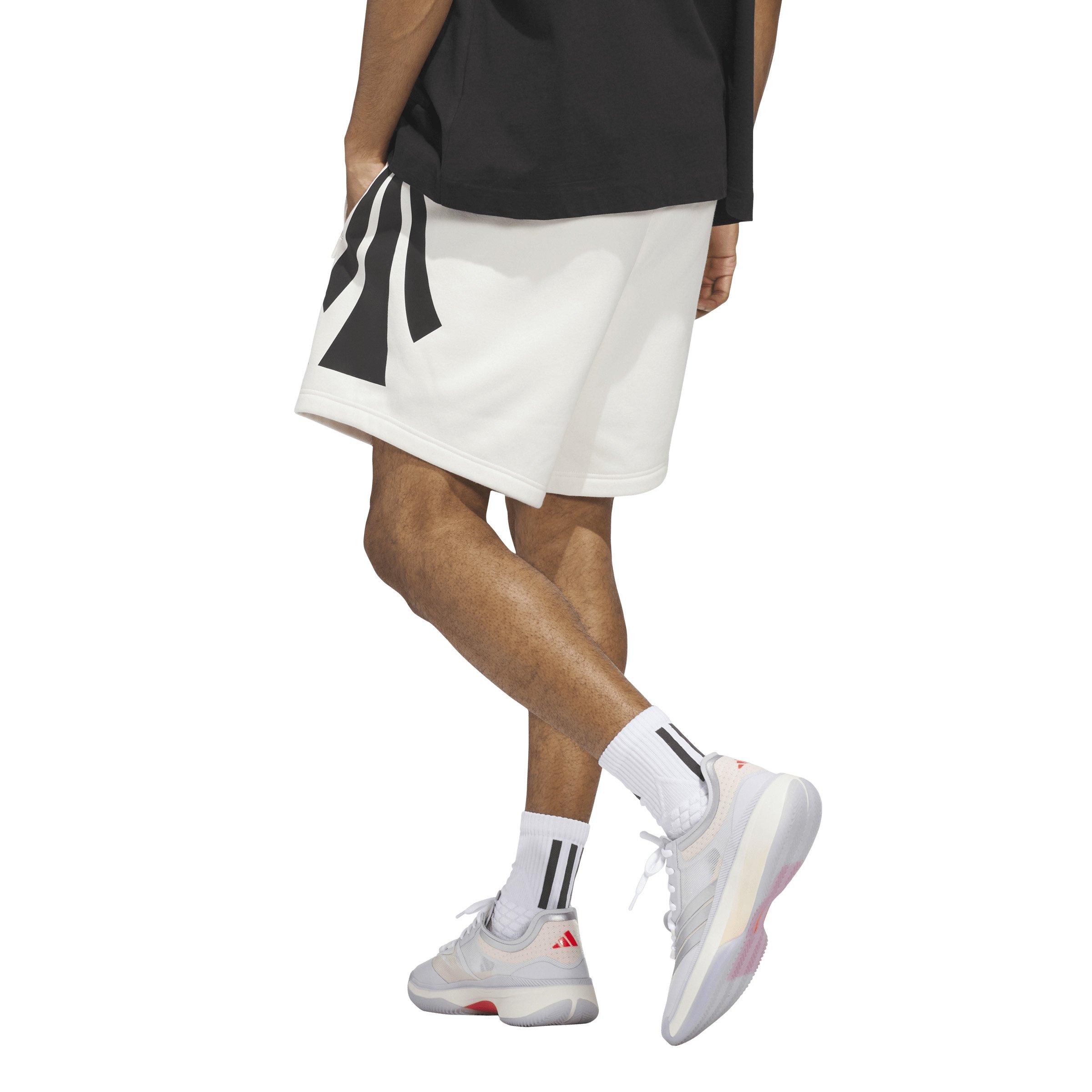 adidas Unisex 3 Stripe Basketball Shorts -White - WHITE Thumbnail View 2