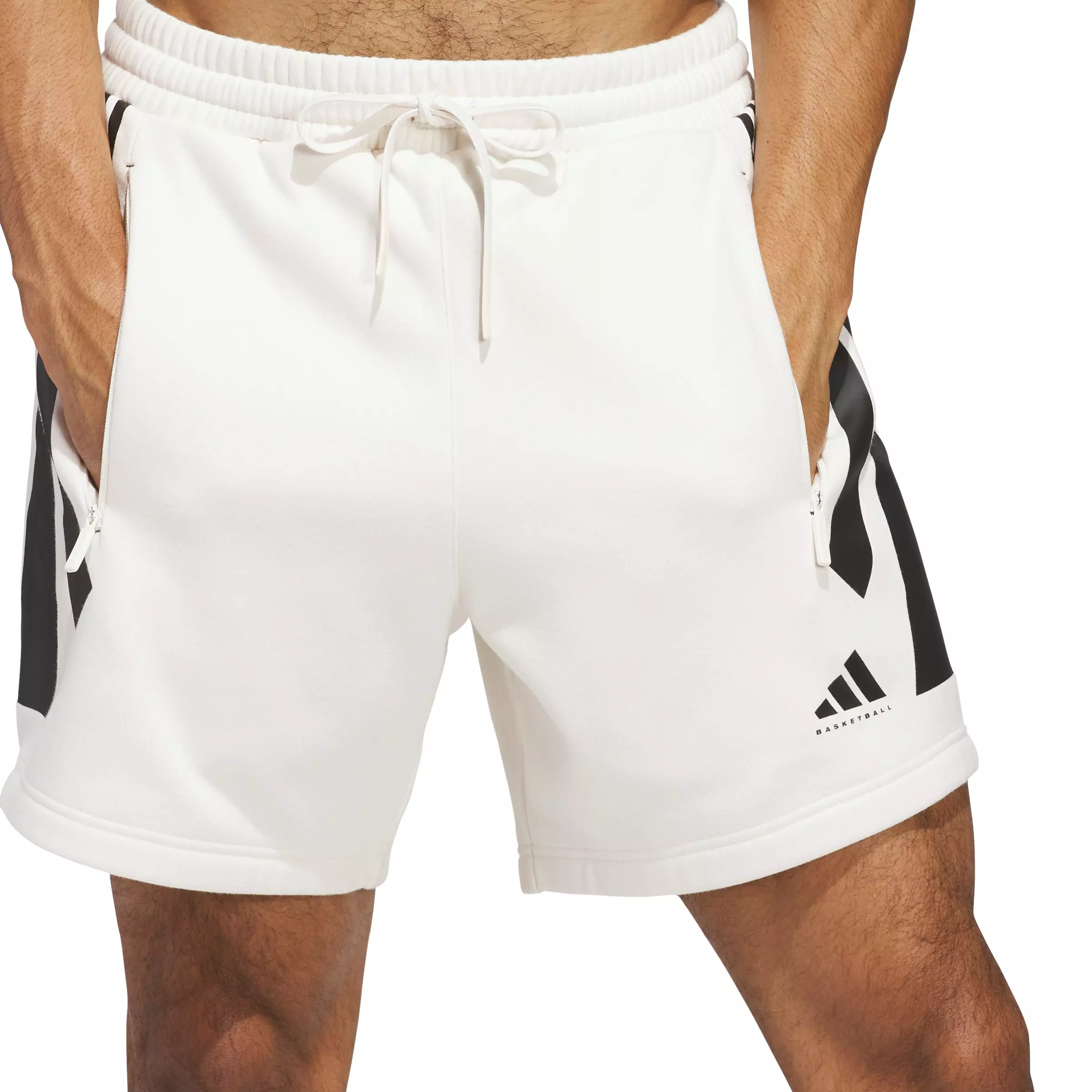adidas Unisex 3 Stripe Basketball Shorts -White - WHITE