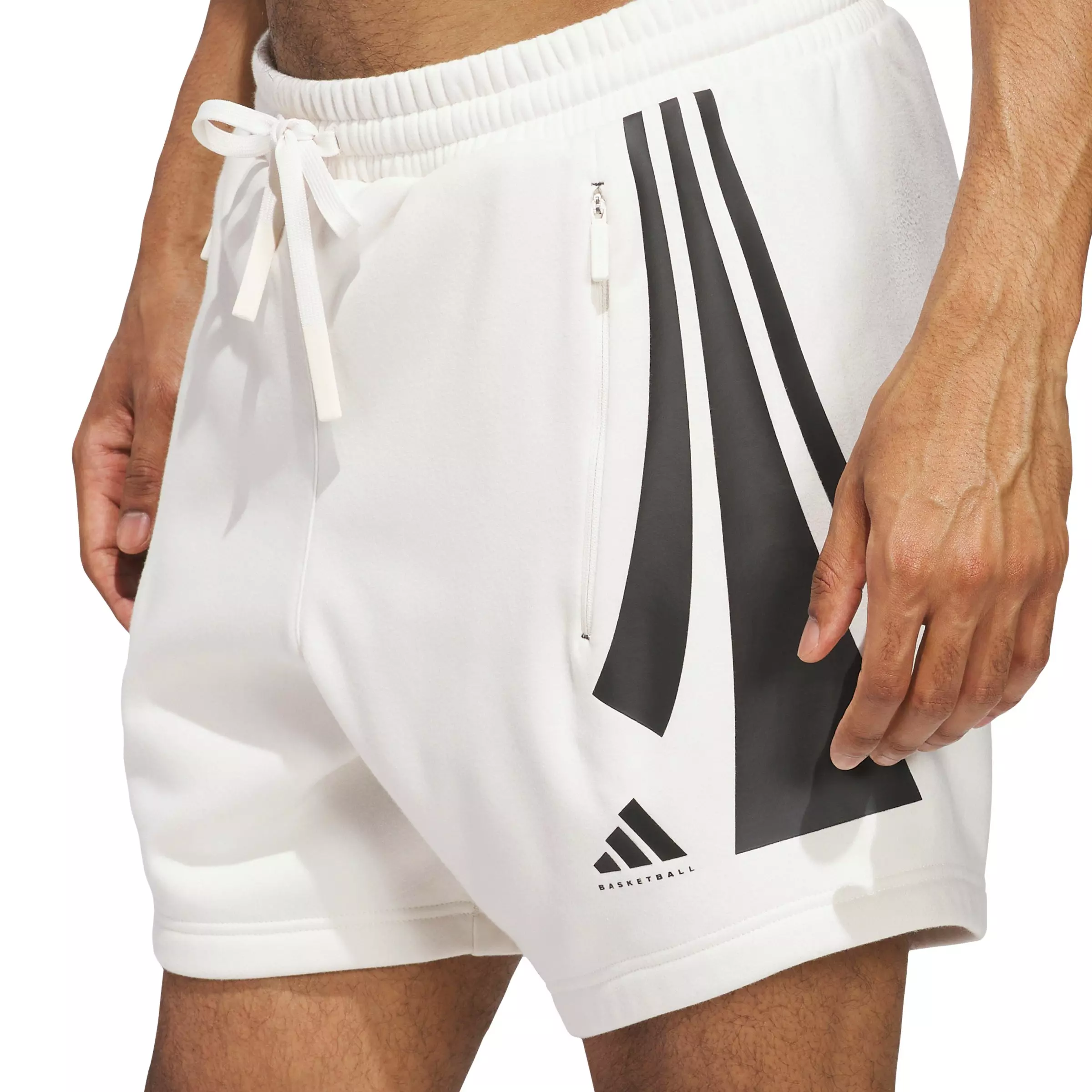 adidas Unisex 3 Stripe Basketball Shorts -White - WHITE
