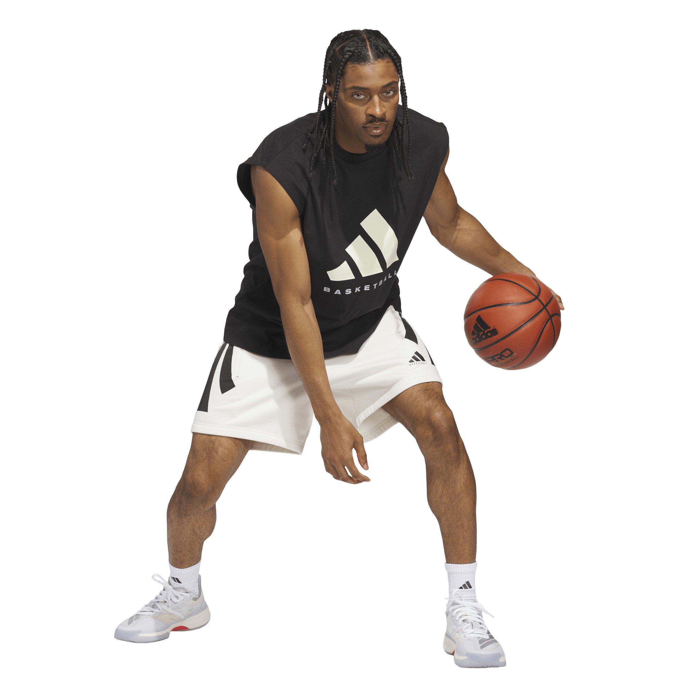 adidas Unisex 3 Stripe Basketball Shorts -White - WHITE Thumbnail View 5