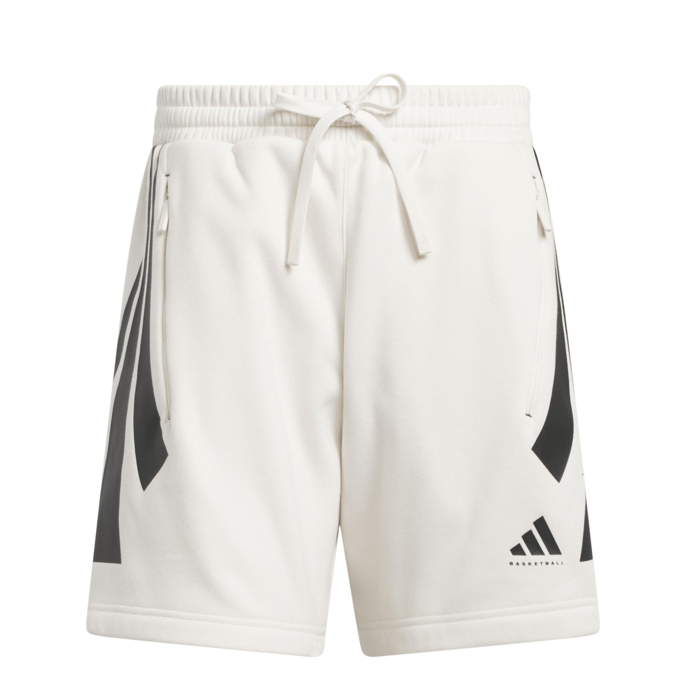 adidas Unisex 3 Stripe Basketball Shorts -White - WHITE Thumbnail View 6