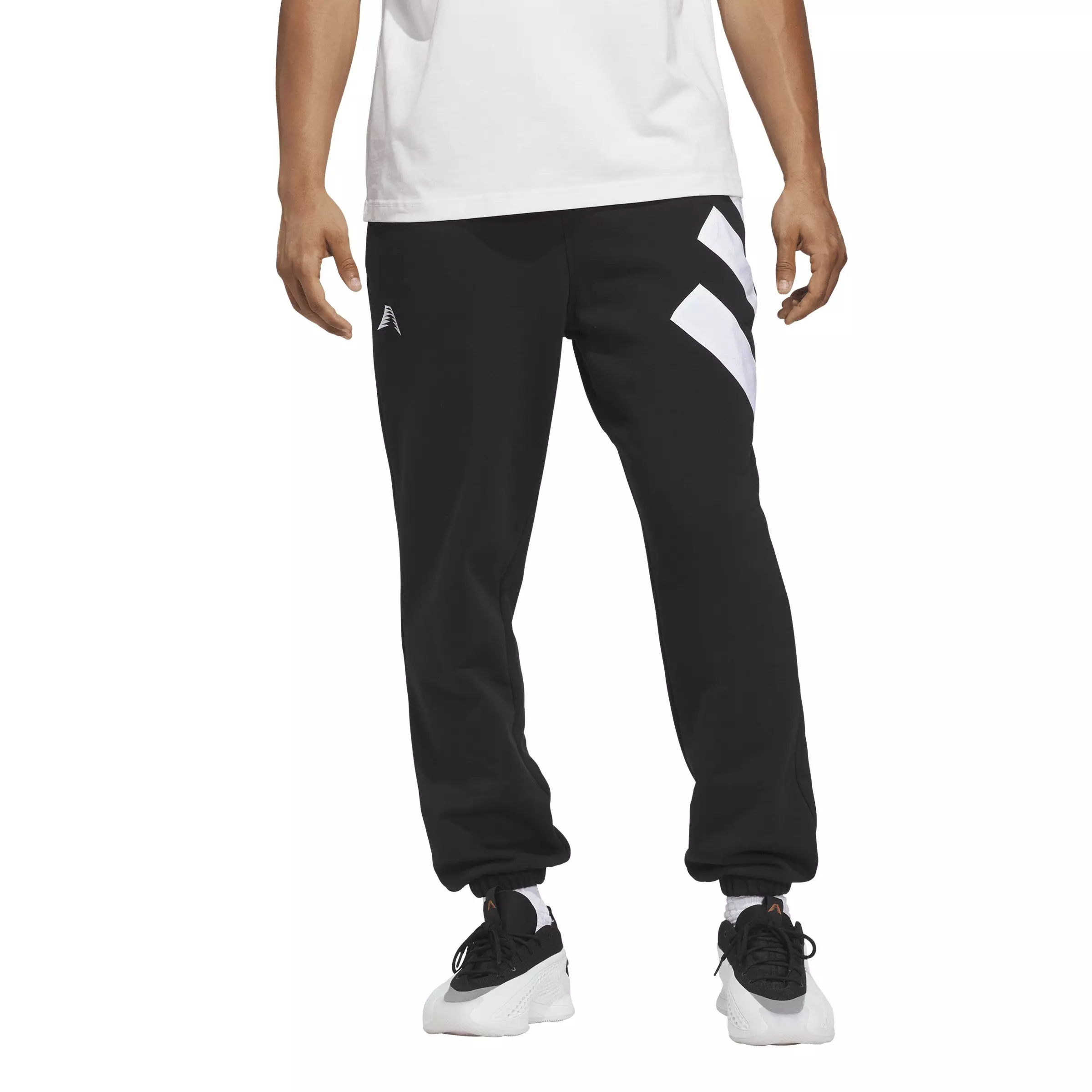 adidas Men's Anthony Edwards Foundation Fleece Basketball Bottoms -Black - BLACK