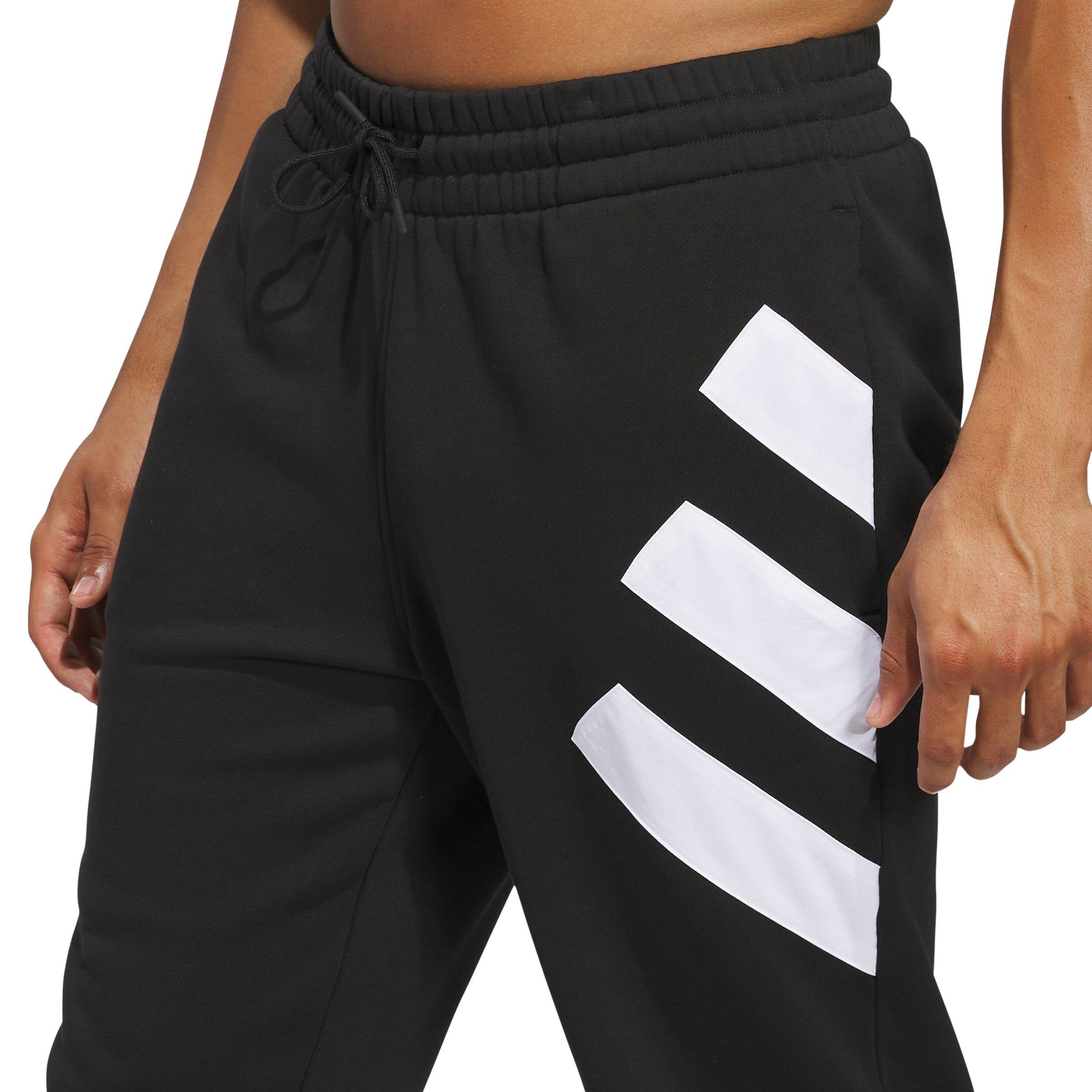 adidas Men's Anthony Edwards Foundation Fleece Basketball Bottoms -Black - BLACK Thumbnail View 3