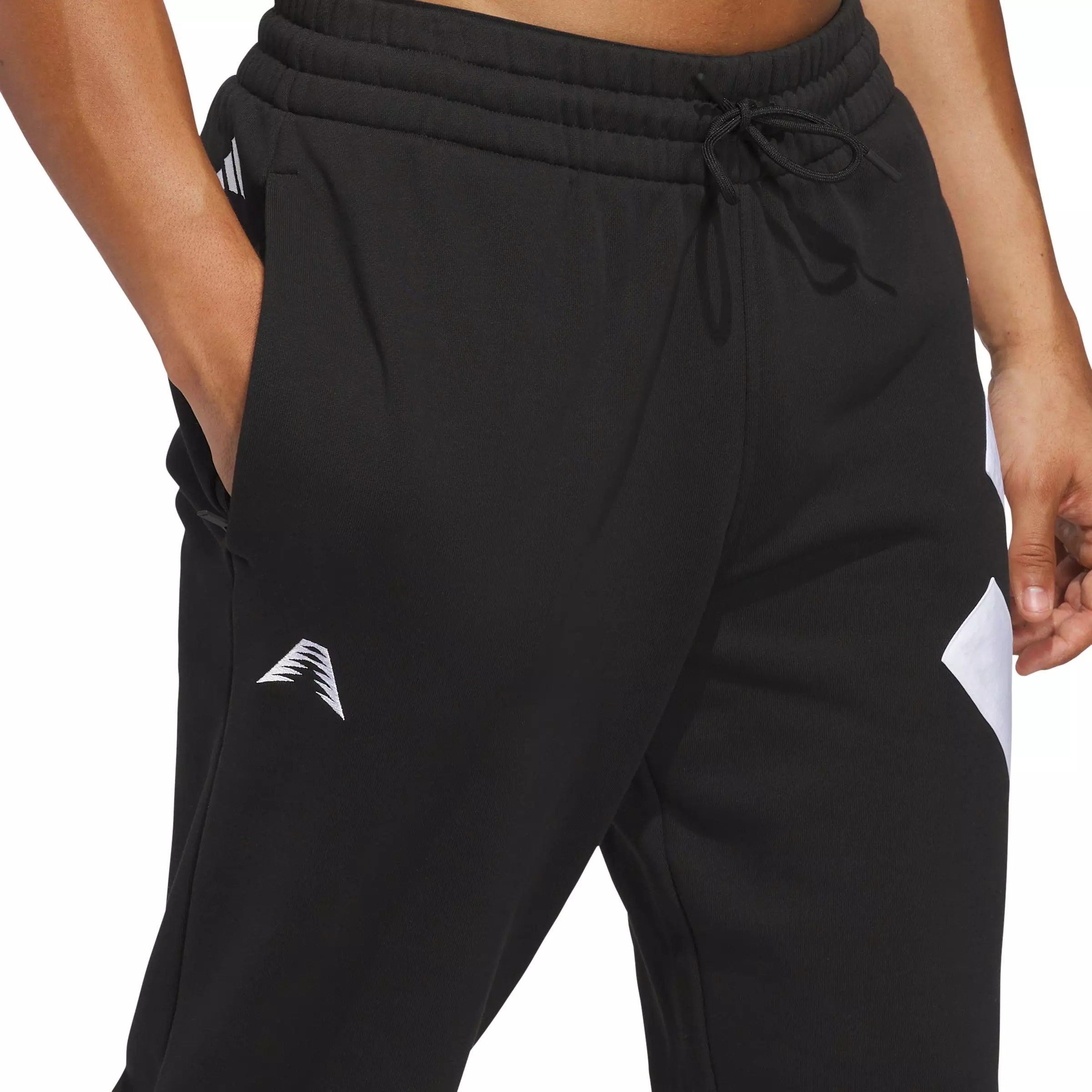 adidas Men's Anthony Edwards Foundation Fleece Basketball Bottoms -Black - BLACK