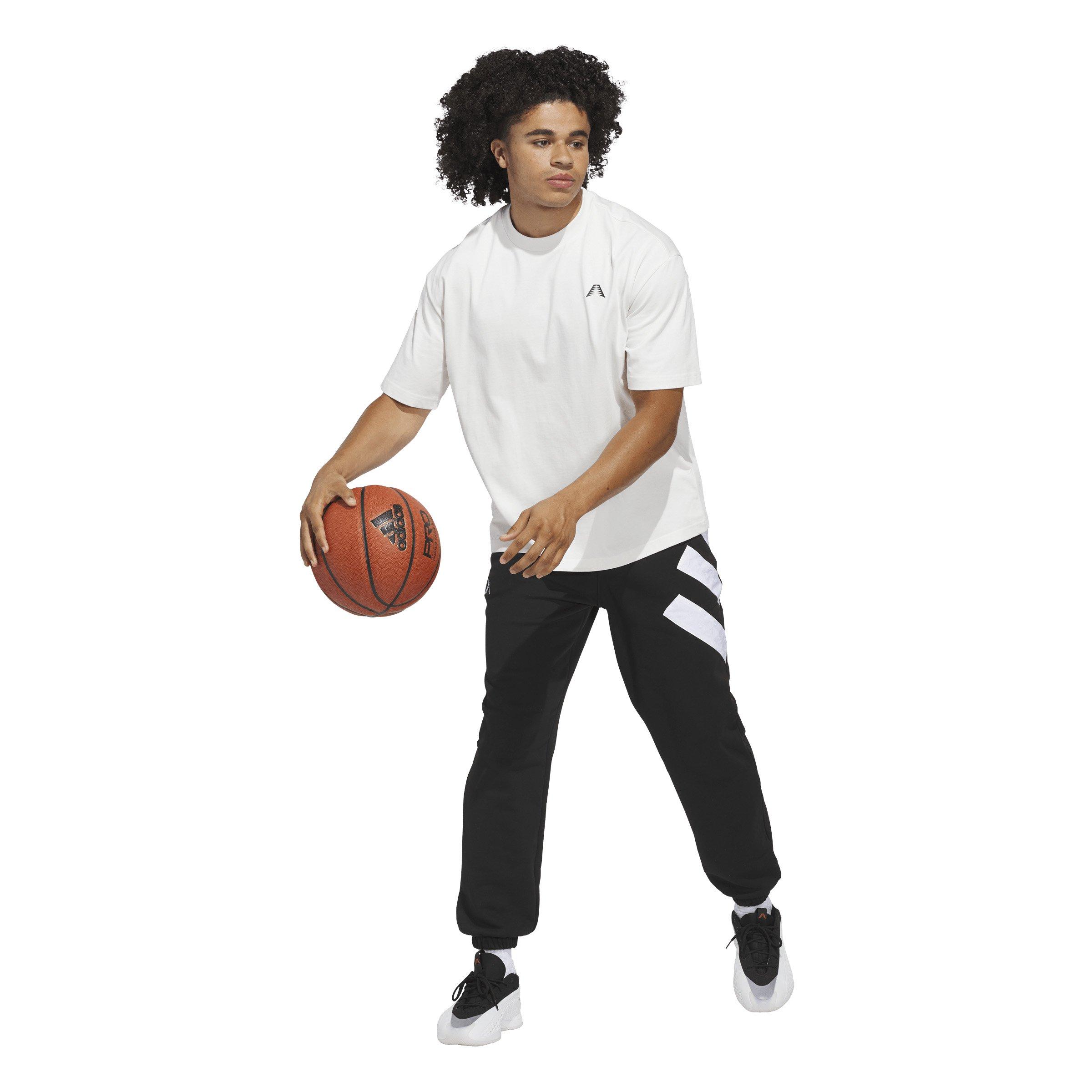 adidas Men's Anthony Edwards Foundation Fleece Basketball Bottoms -Black - BLACK Thumbnail View 5