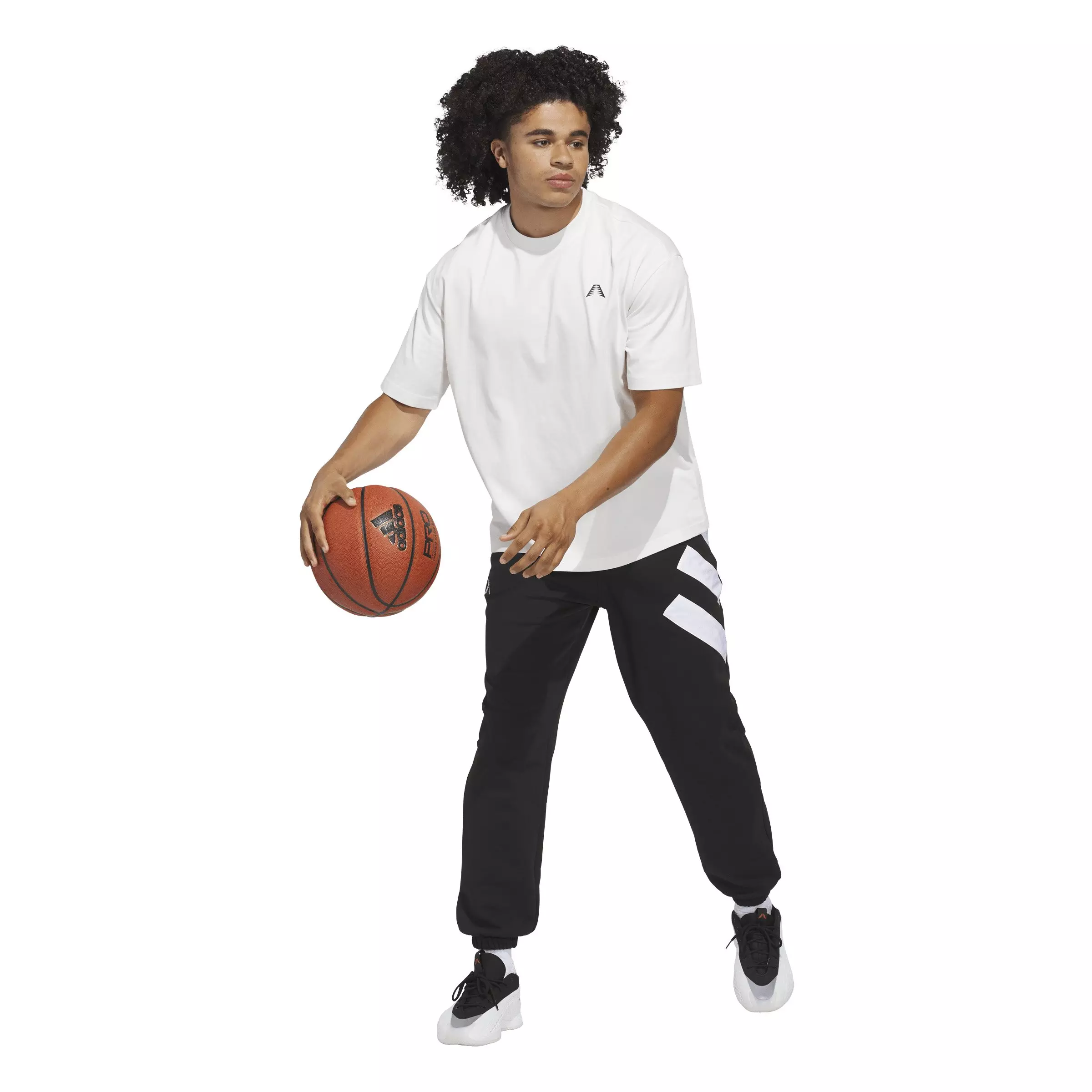 adidas Men's Anthony Edwards Foundation Fleece Basketball Bottoms -Black - BLACK