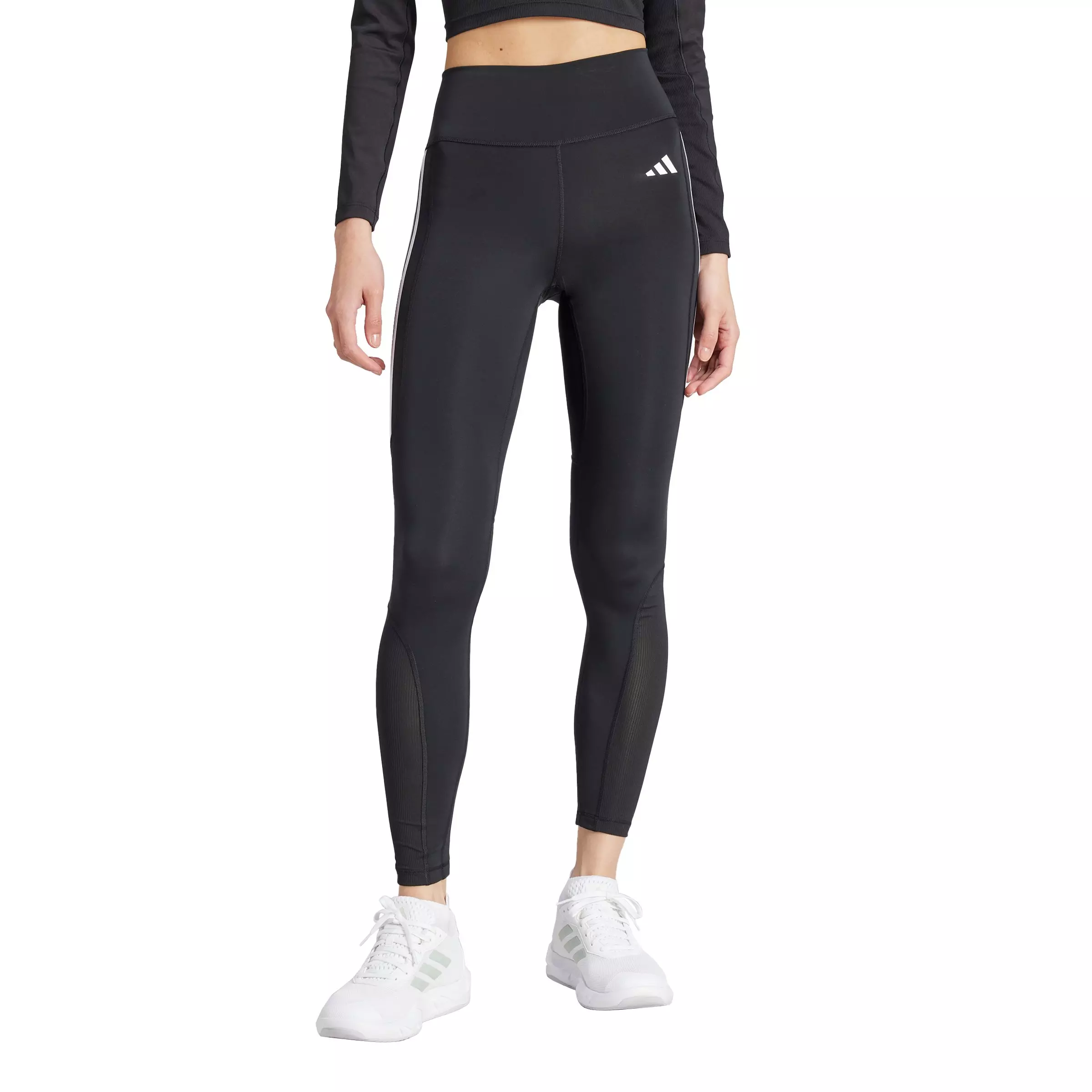 adidas Women's Optime Essentials Stash Pocket Full Length Leggings -Black - BLACK