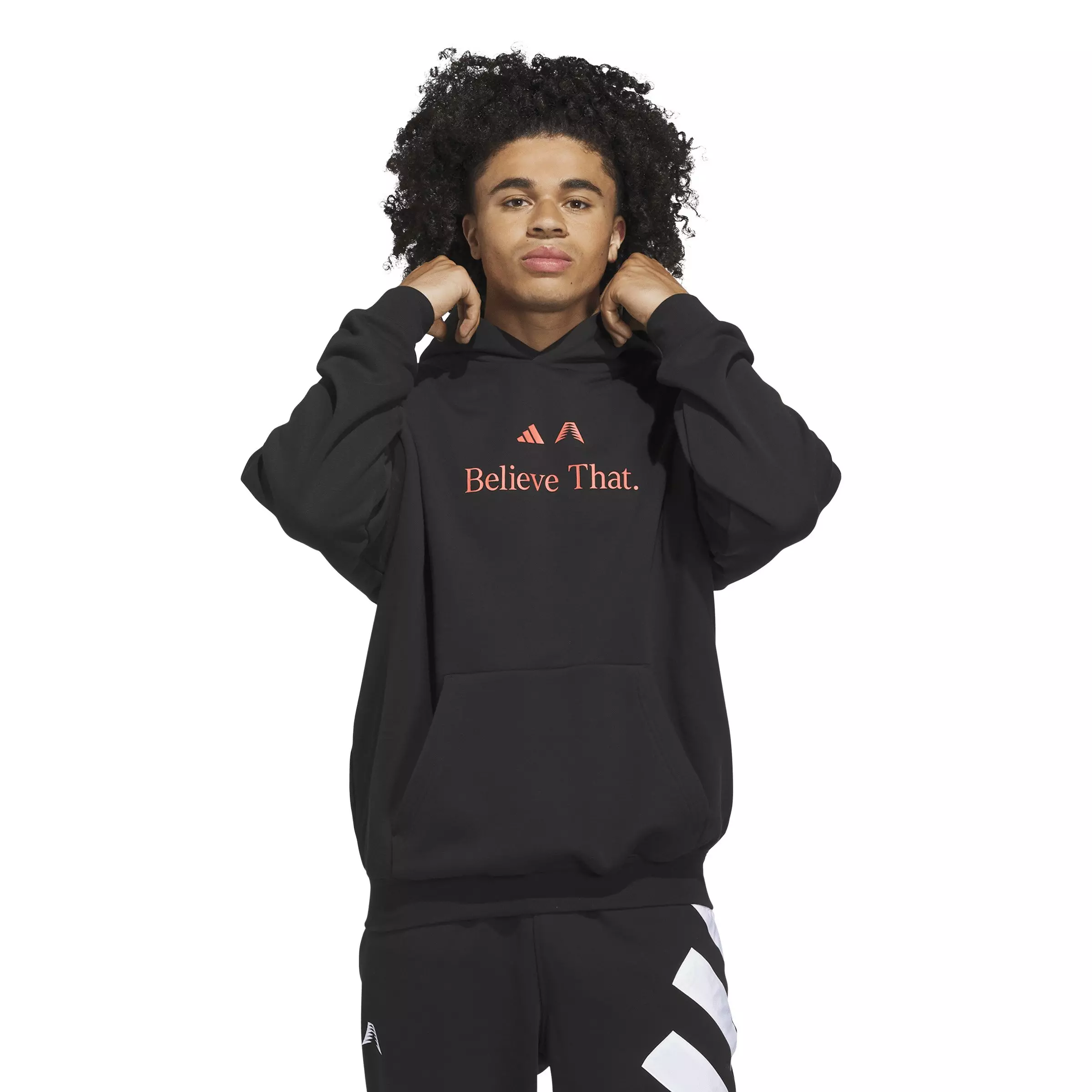 adidas Men's Anthony Edwards Believe That Basketball Hoodie - Black - BLACK