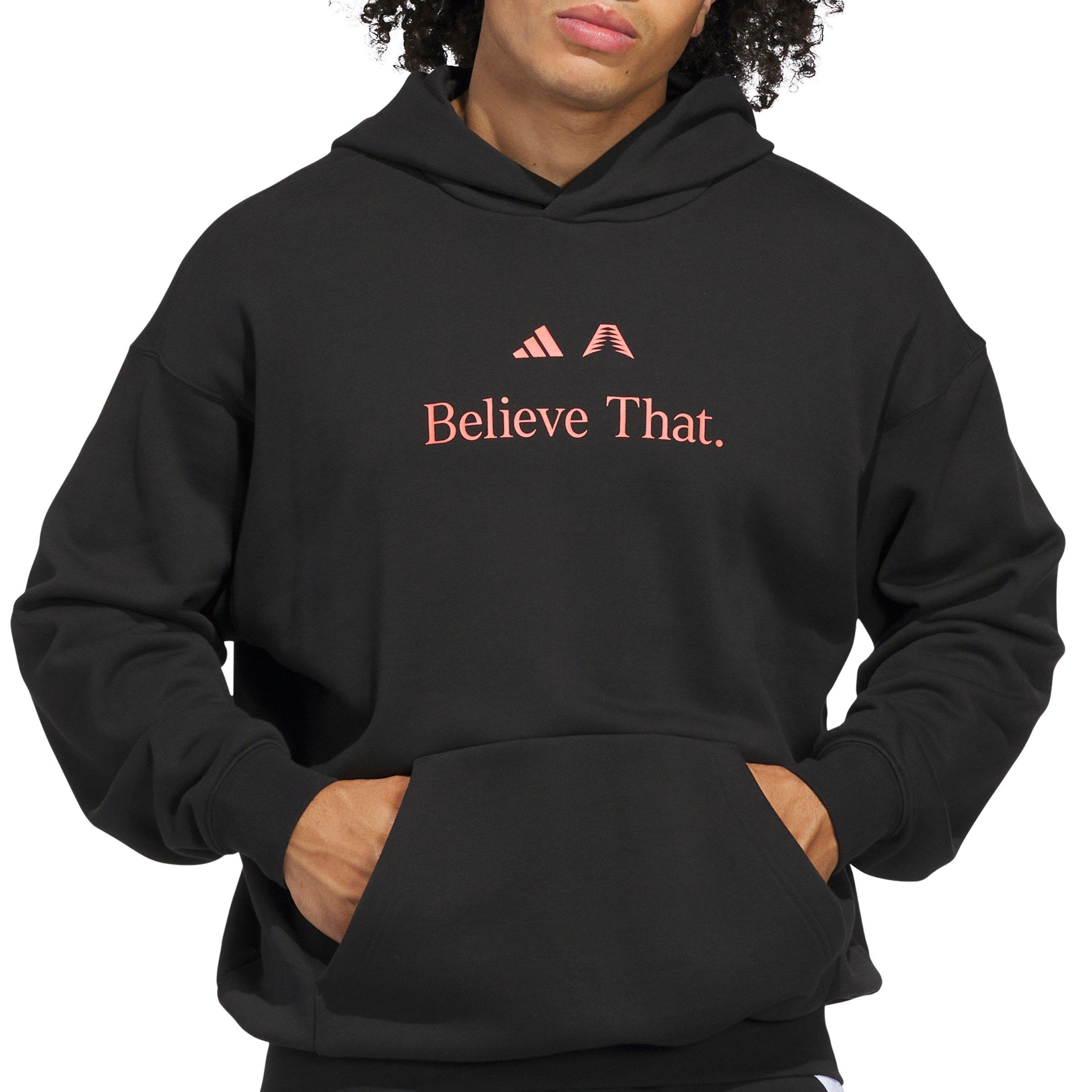 adidas Men's Anthony Edwards Believe That Basketball Hoodie - Black - BLACK Thumbnail View 3