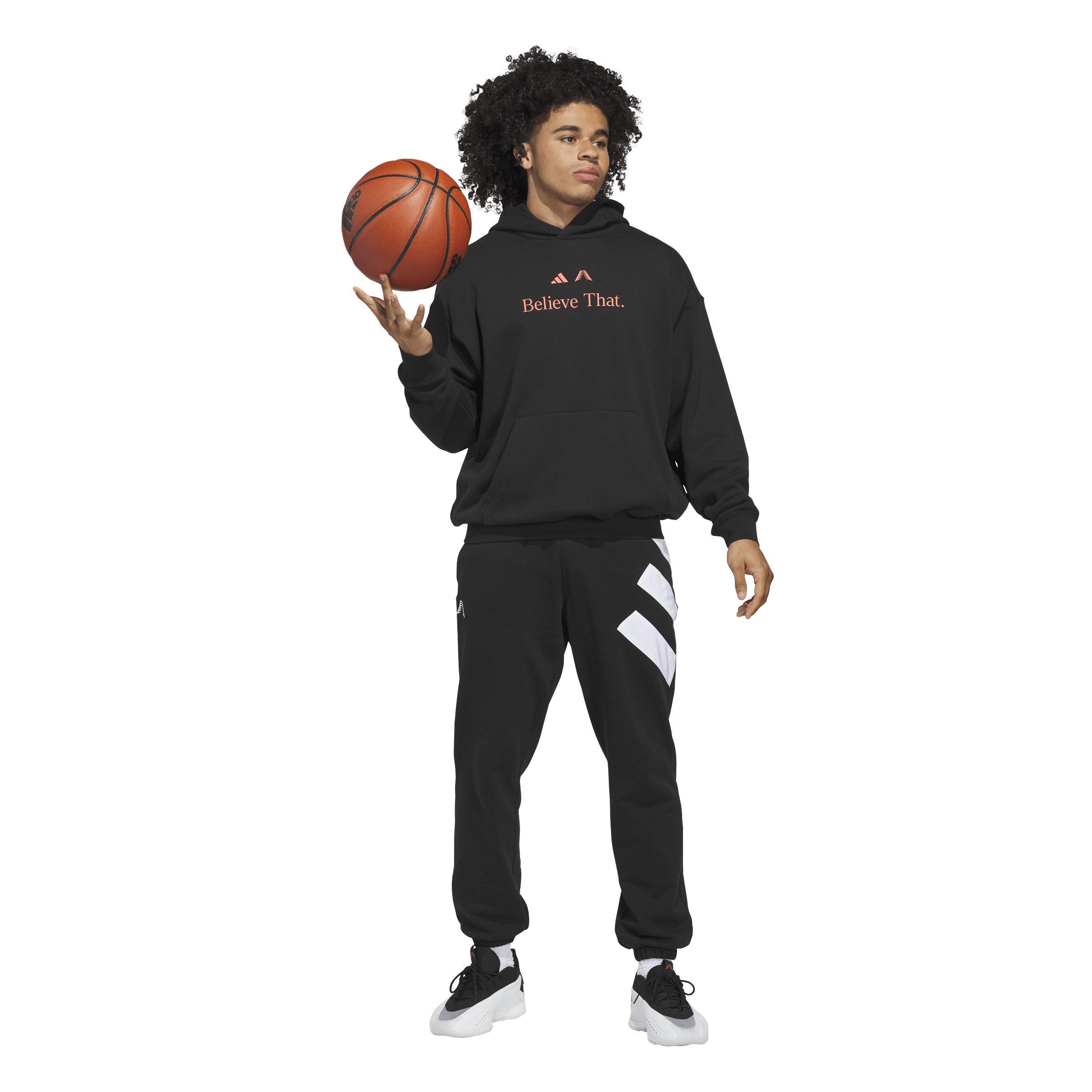 adidas Men's Anthony Edwards Believe That Basketball Hoodie - Black - BLACK Thumbnail View 5