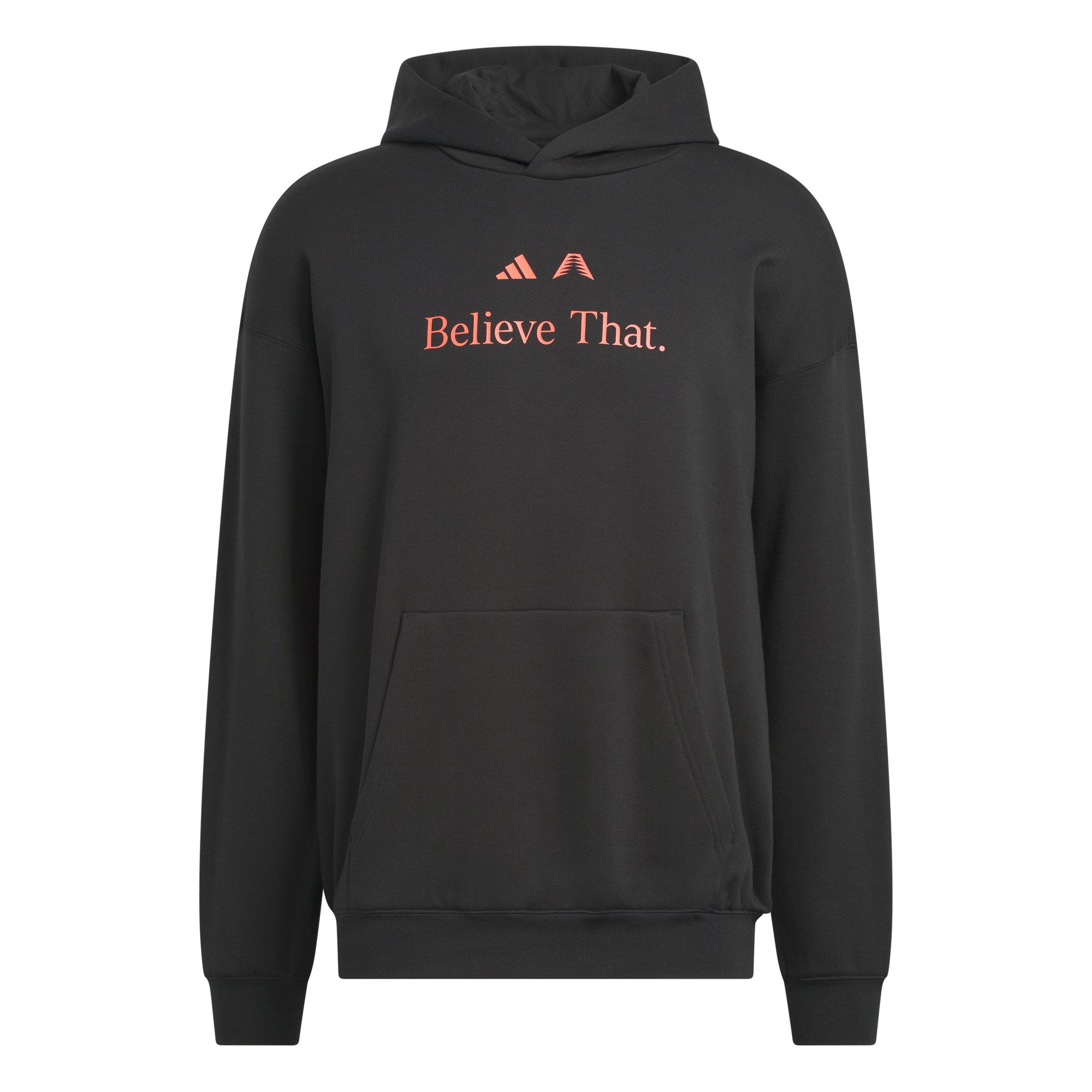 adidas Men's Anthony Edwards Believe That Basketball Hoodie - Black - BLACK Thumbnail View 6