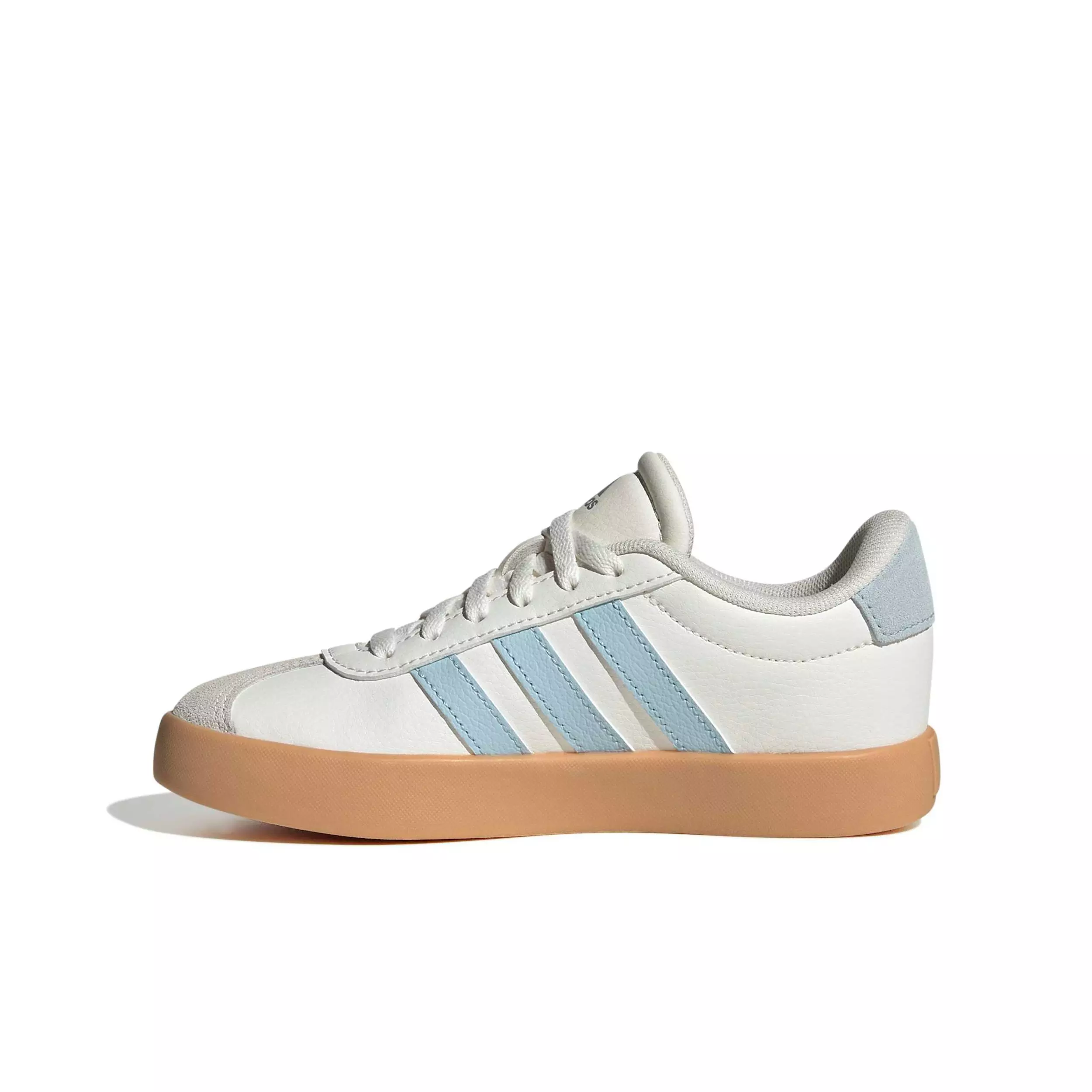adidas VL Court 3.0 "Core White/Ice Blue/Gum 3" Preschool Girls' Shoe - WHITE/BLUE/GUM