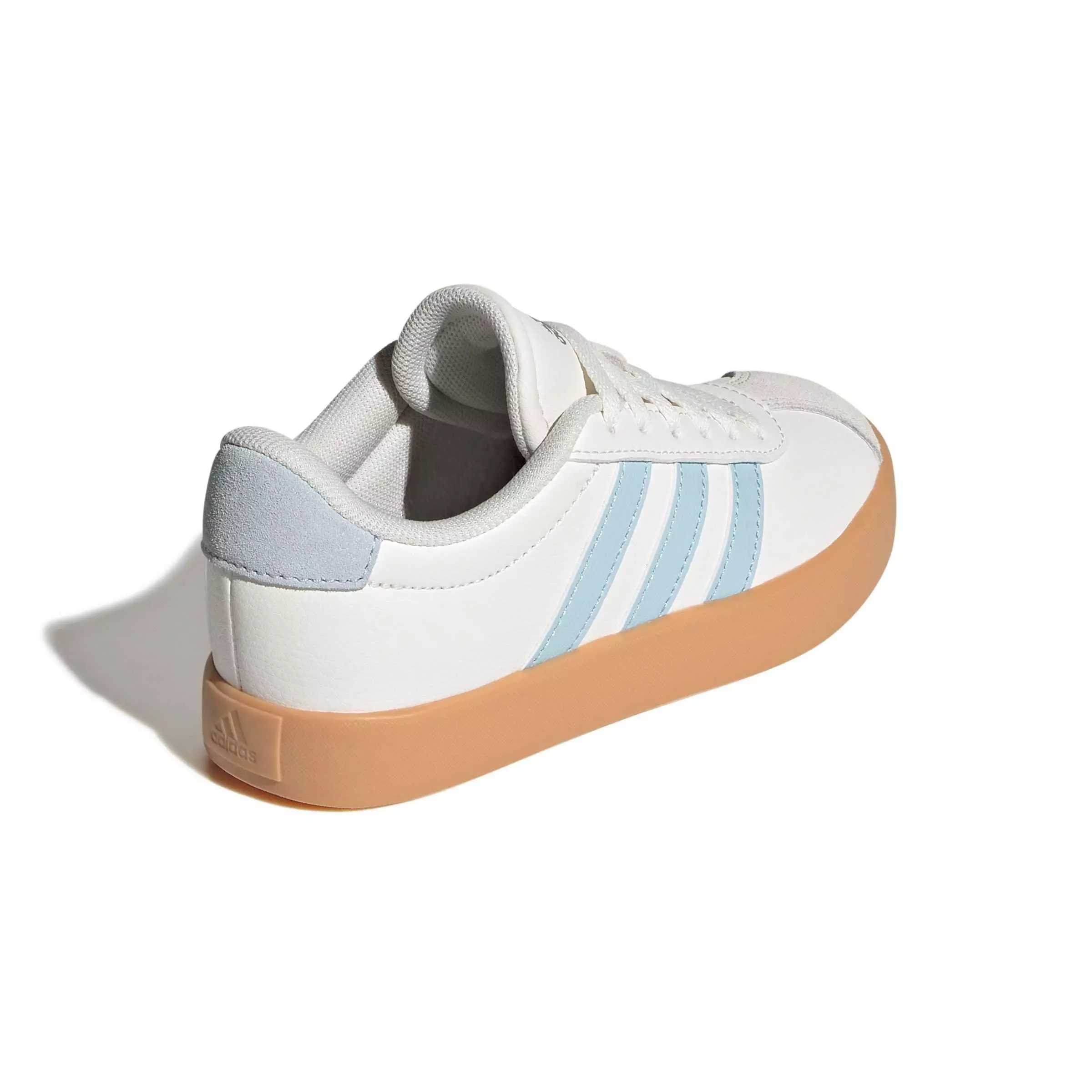 adidas VL Court 3.0 "Core White/Ice Blue/Gum 3" Preschool Girls' Shoe - WHITE/BLUE/GUM