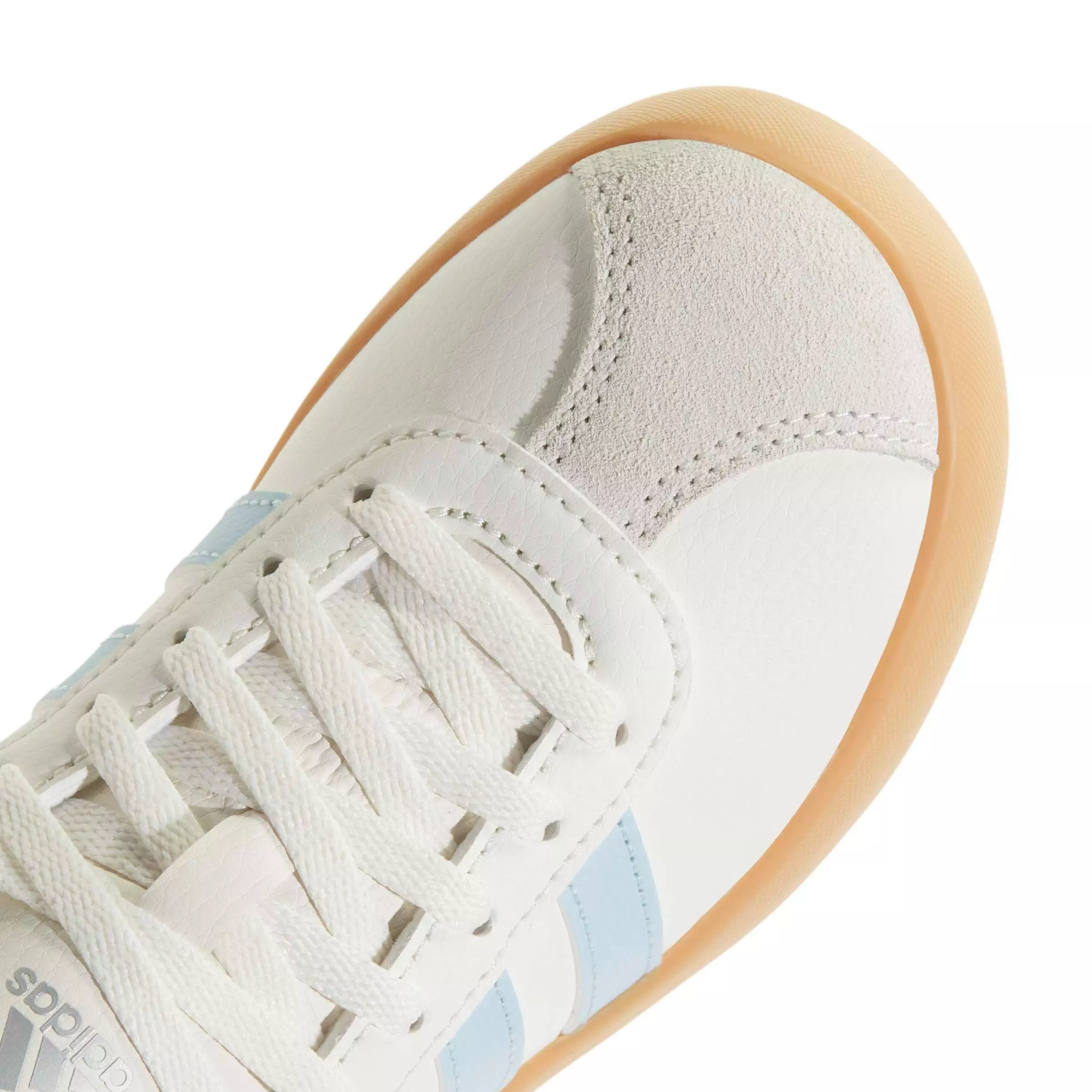 adidas VL Court 3.0 "Core White/Ice Blue/Gum 3" Preschool Girls' Shoe - WHITE/BLUE/GUM
