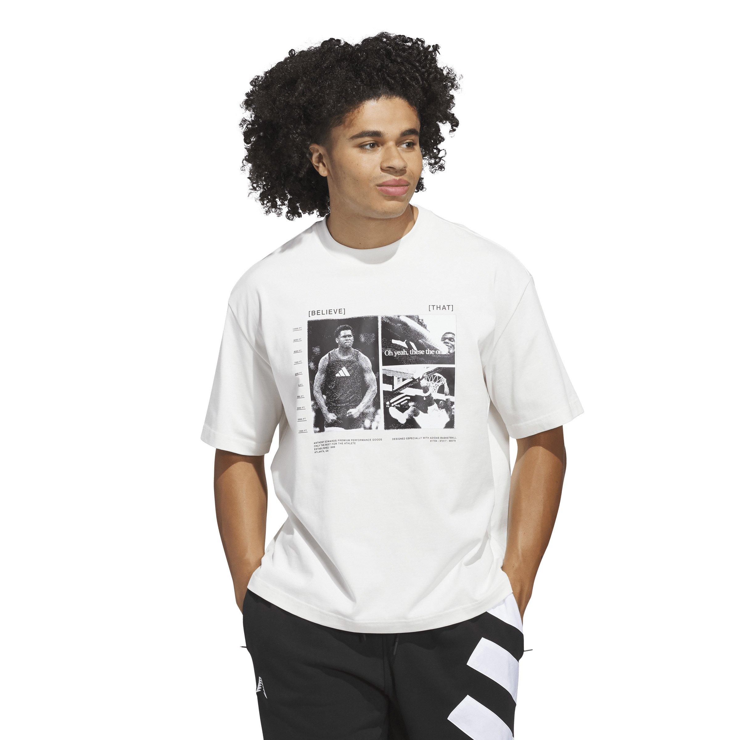 adidas Men's Anthony Edwards Training Basketball Tee -White - WHITE Thumbnail View 1
