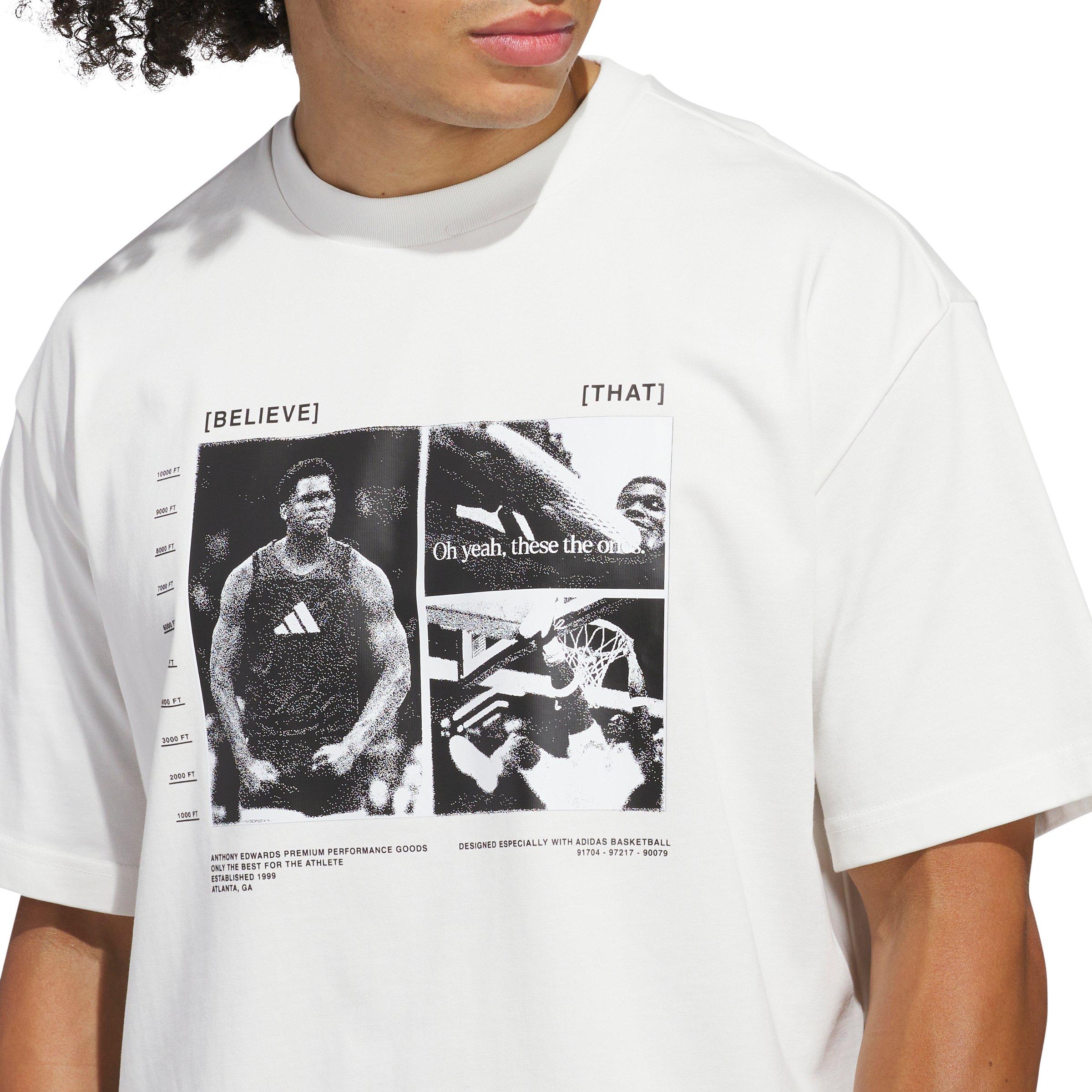 adidas Men's Anthony Edwards Training Basketball Tee -White - WHITE Thumbnail View 3