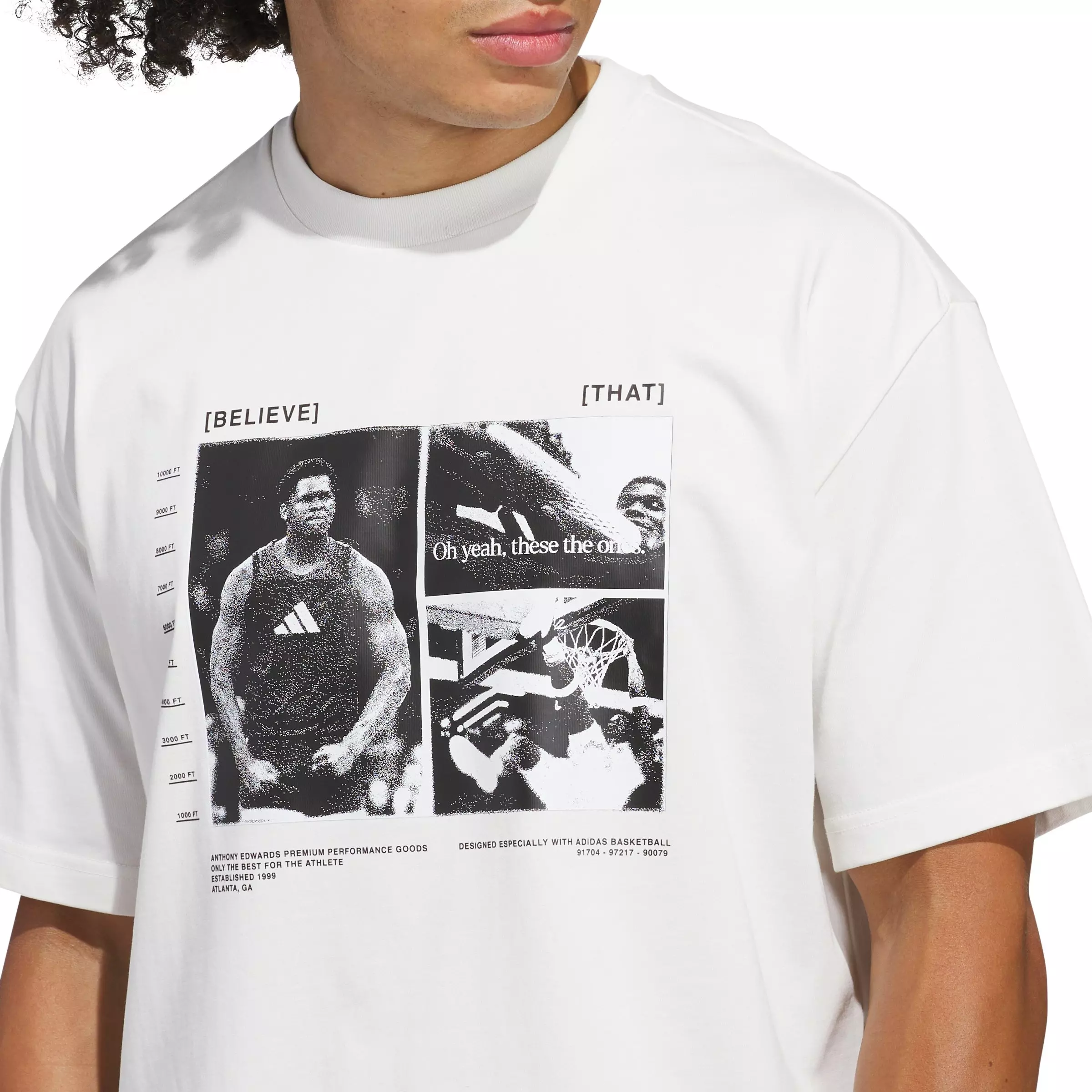 adidas Men's Anthony Edwards Training Basketball Tee -White - WHITE
