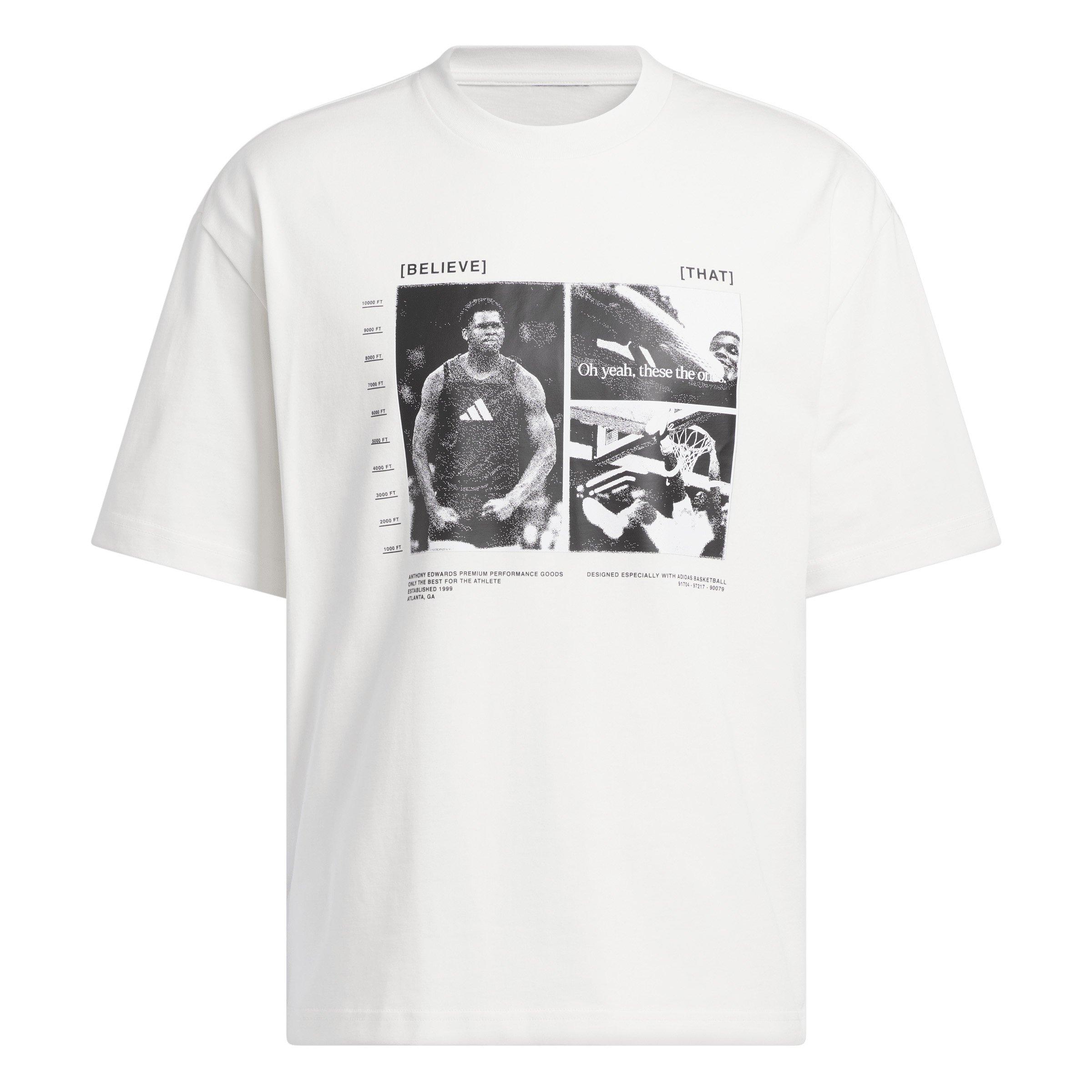 adidas Men's Anthony Edwards Training Basketball Tee -White - WHITE Thumbnail View 6