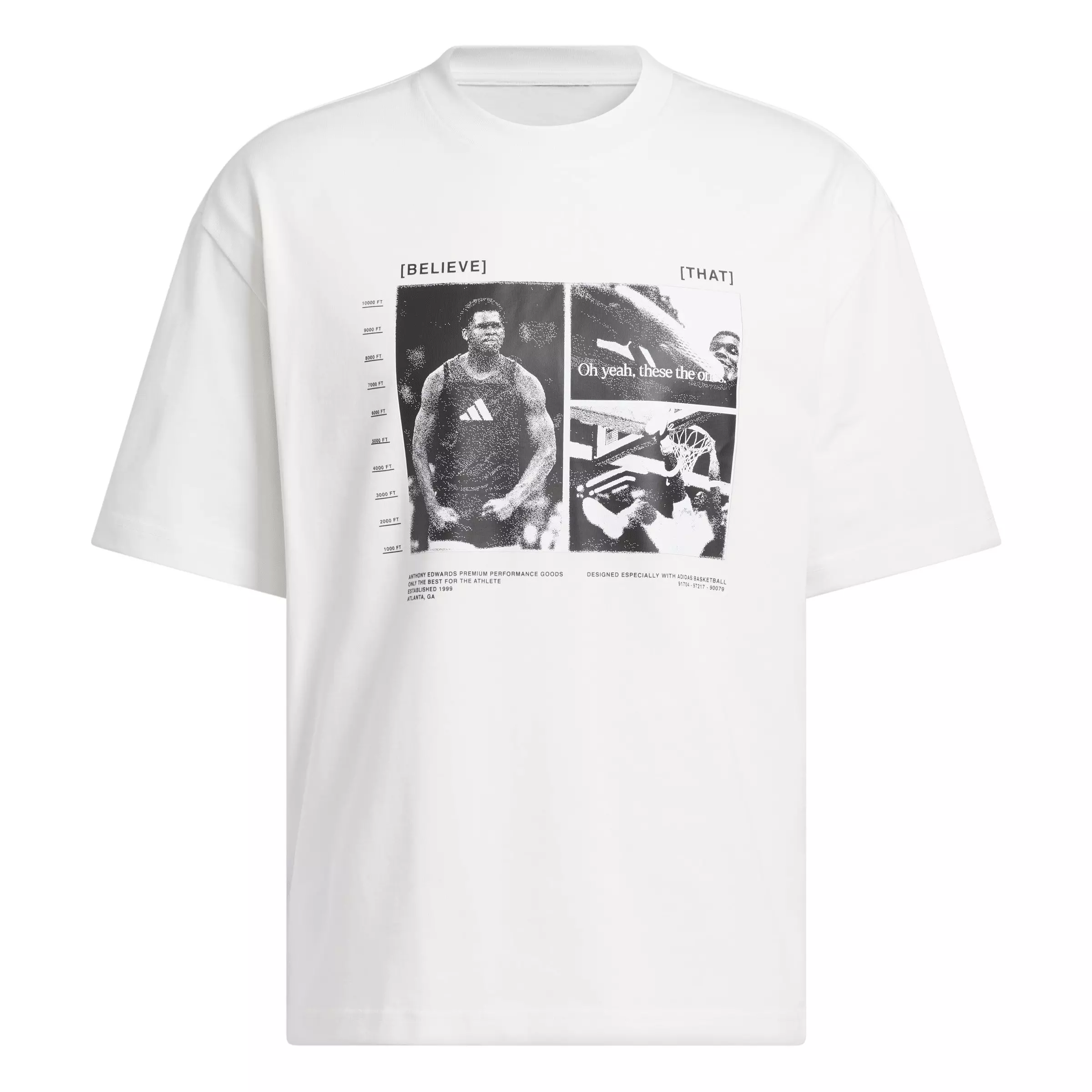 adidas Men's Anthony Edwards Training Basketball Tee -White - WHITE