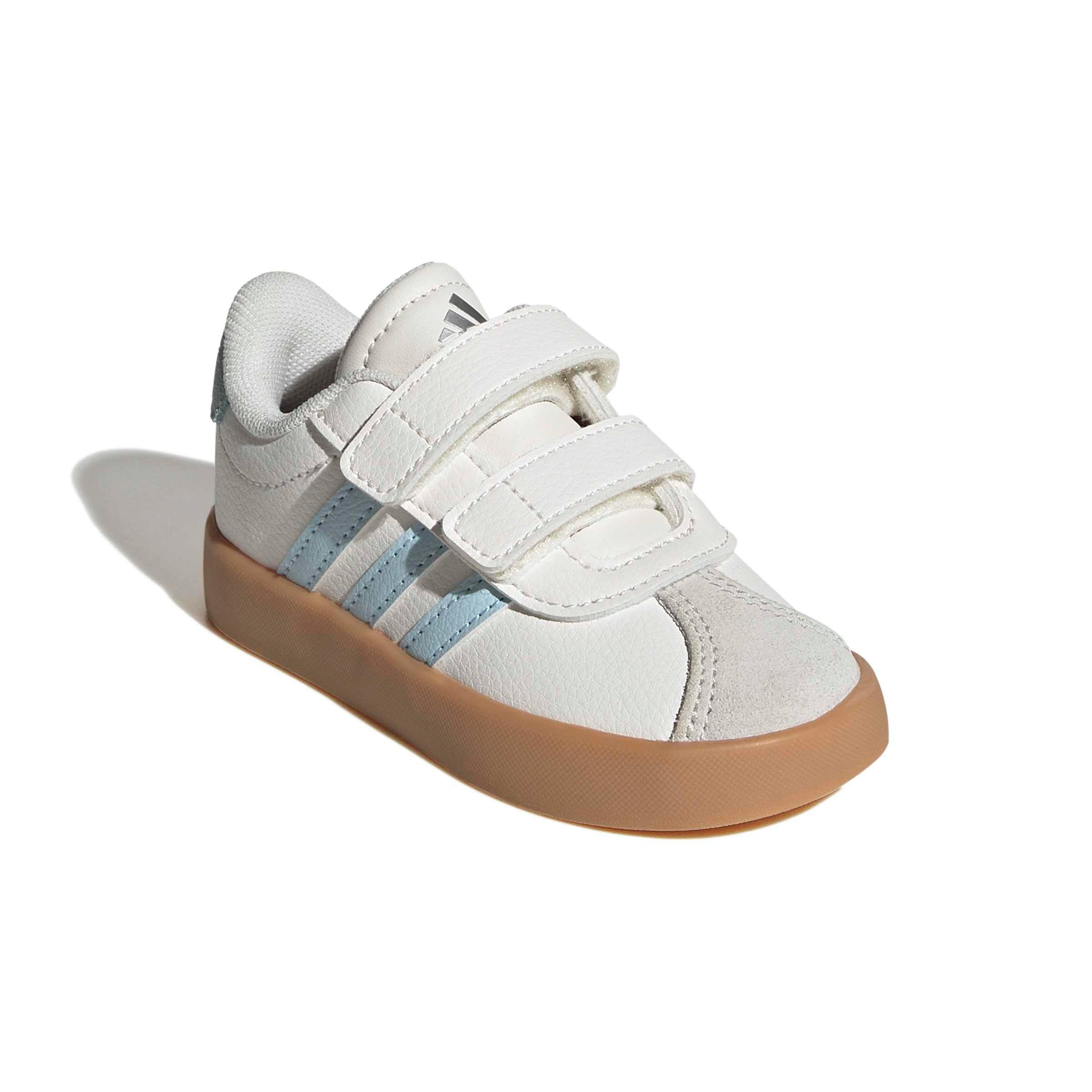 adidas VL Court 3.0 "Core White/Ice Blue/Gum 3" Infant Girls' Shoe - WHITE/BLUE/GUM