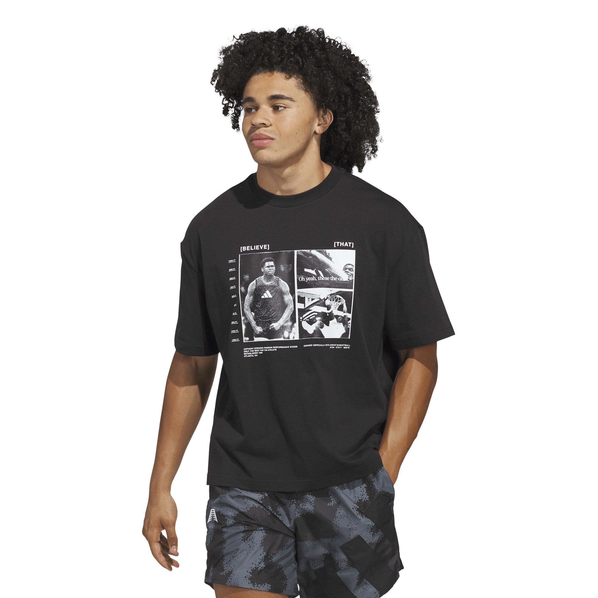 adidas Men's Anthony Edwards Training Basketball Tee -Black - BLACK Thumbnail View 1