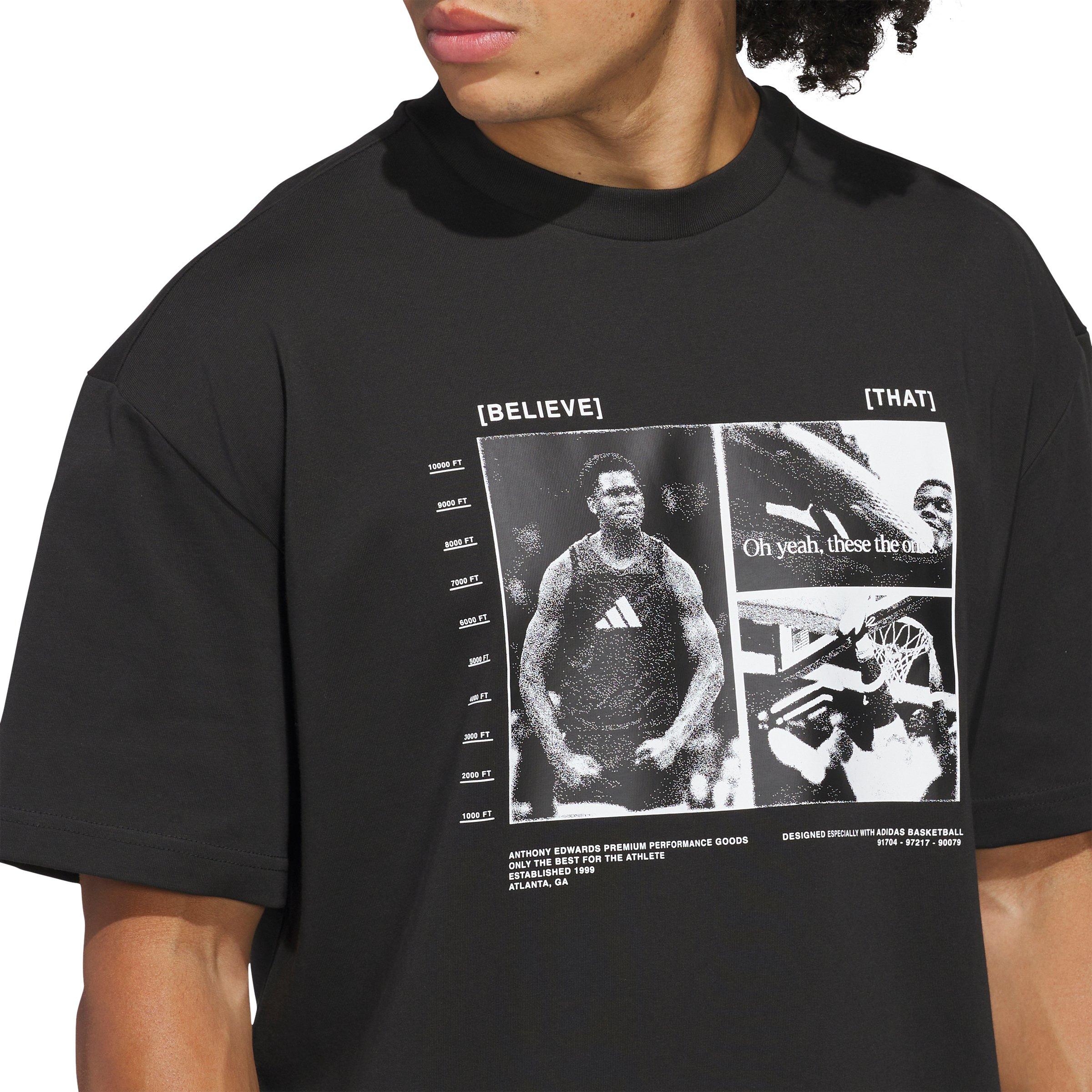 adidas Men's Anthony Edwards Training Basketball Tee -Black - BLACK Thumbnail View 3