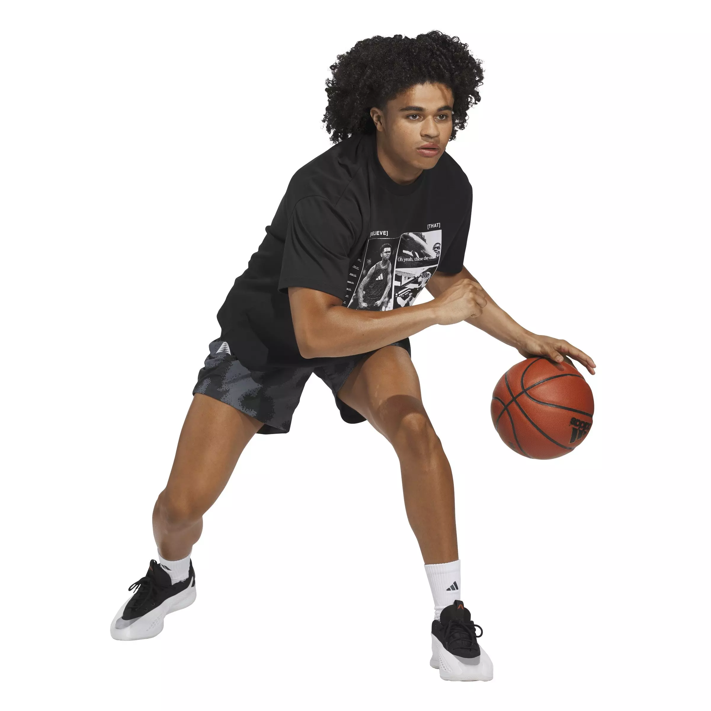 adidas Men's Anthony Edwards Training Basketball Tee -Black - BLACK