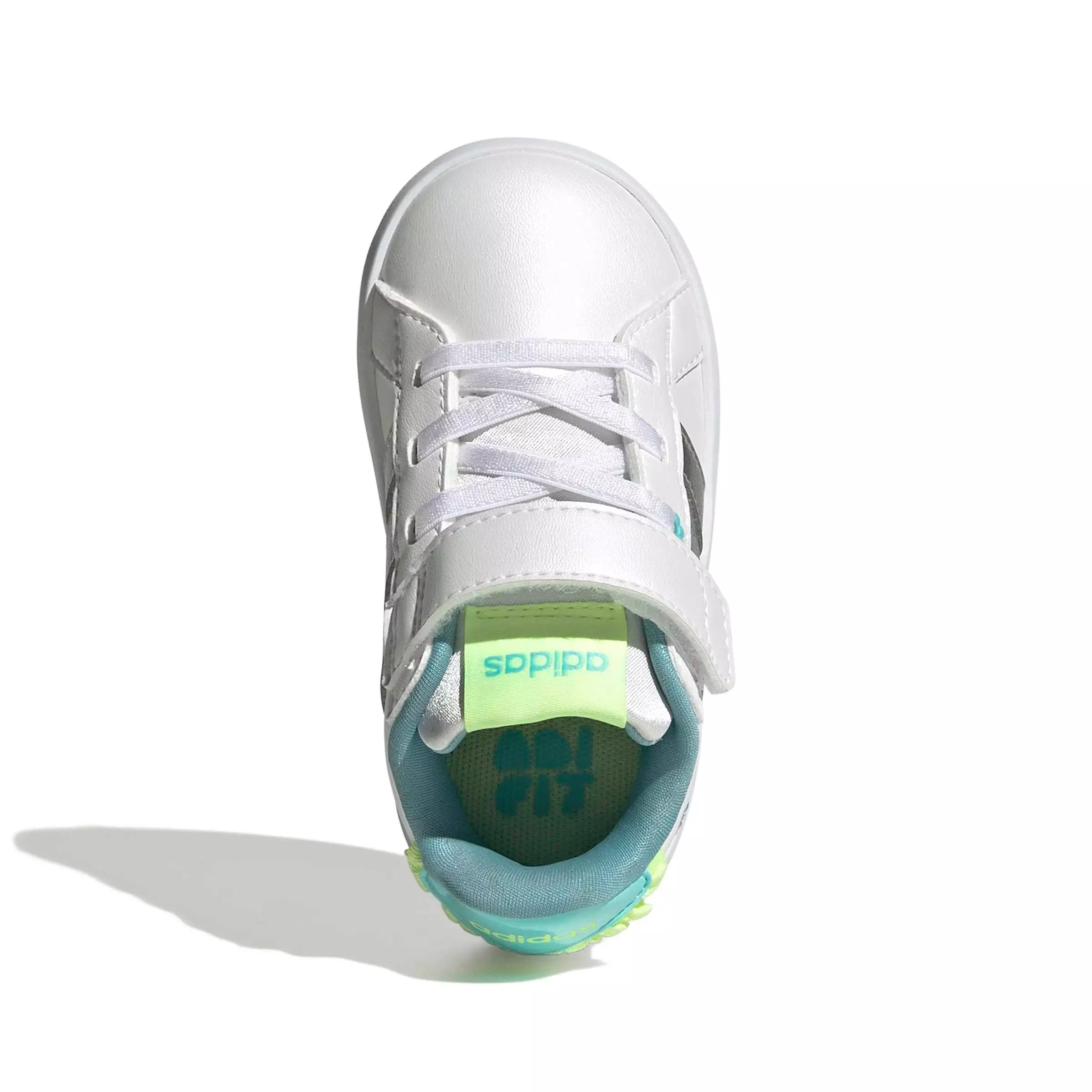 adidas Grand Court 3.0 "Ftwr White/Silver Metallic/Flash Aqua" Infant Girls' Shoe - WHITE/SILVER/AQUA
