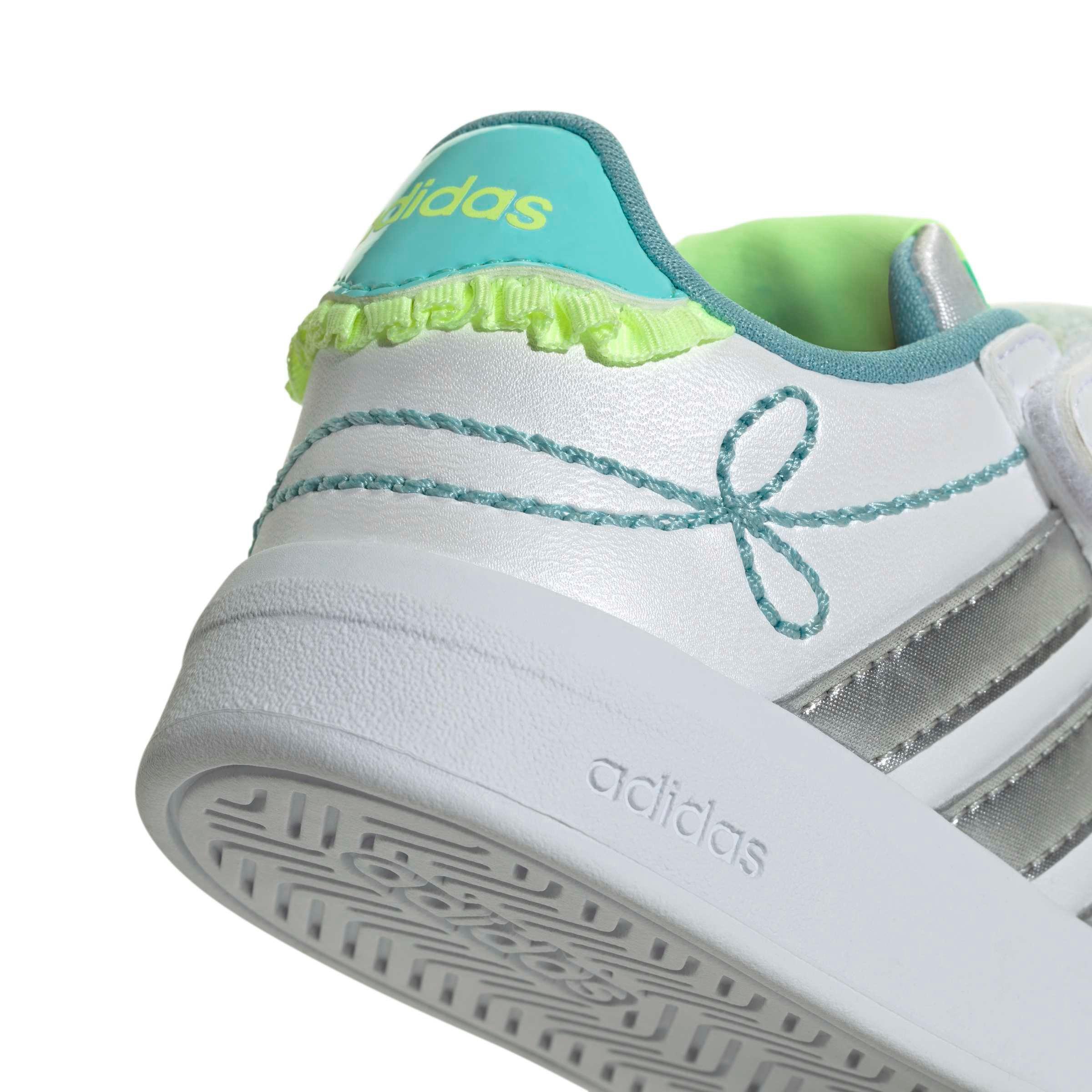 adidas Grand Court 3.0 "Ftwr White/Silver Metallic/Flash Aqua" Infant Girls' Shoe - WHITE/SILVER/AQUA