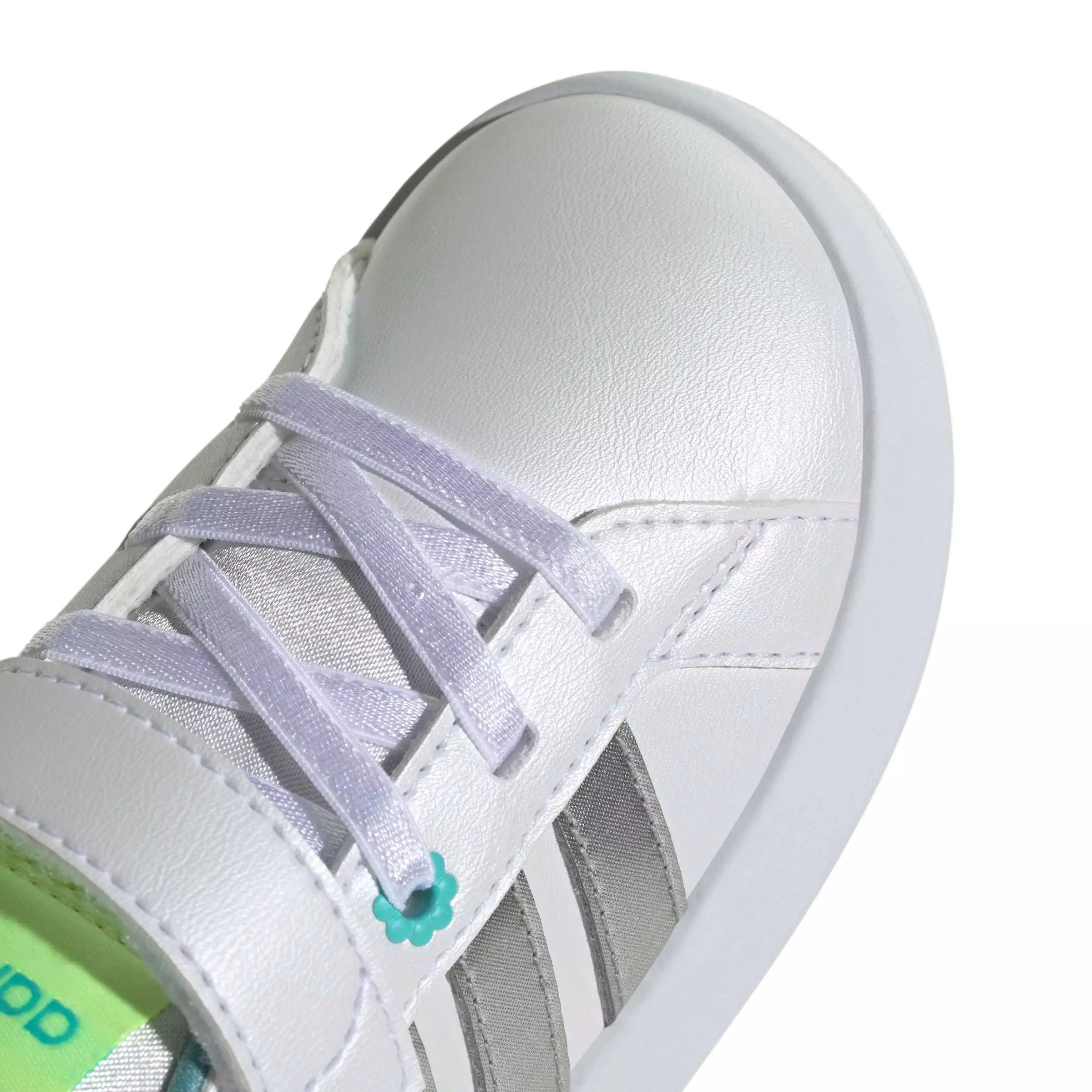 adidas Grand Court 3.0 "Ftwr White/Silver Metallic/Flash Aqua" Infant Girls' Shoe - WHITE/SILVER/AQUA