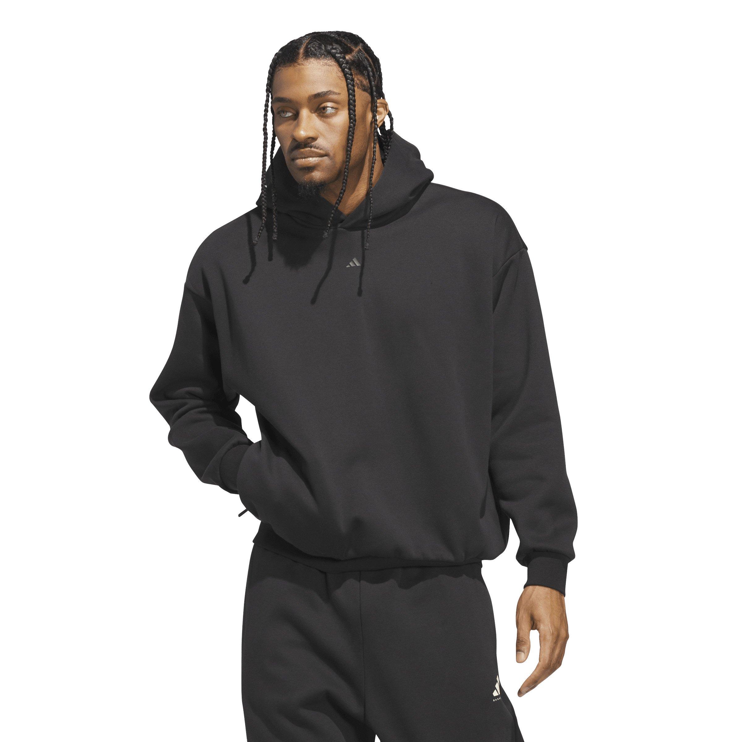 adidas Unisex Basketball Fleece Hoodie - Black - BLACK Thumbnail View 1