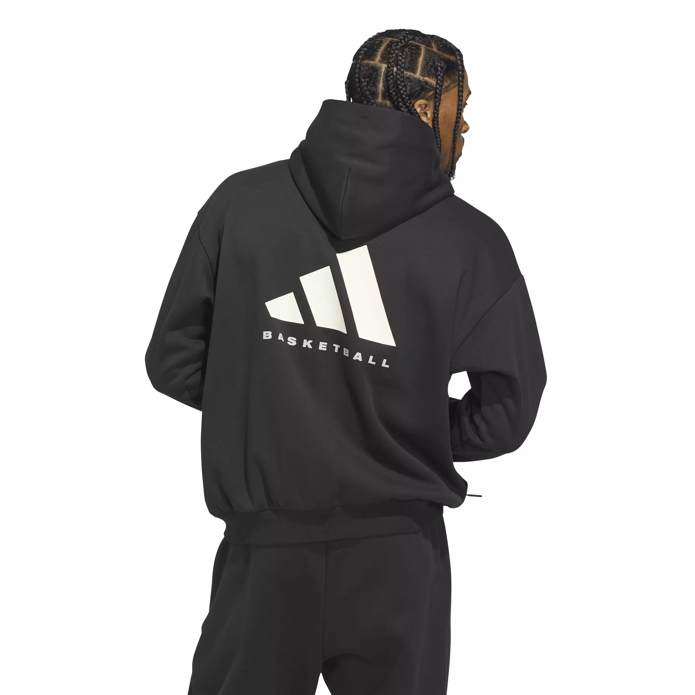 adidas Unisex Basketball Fleece Hoodie -Black - BLACK