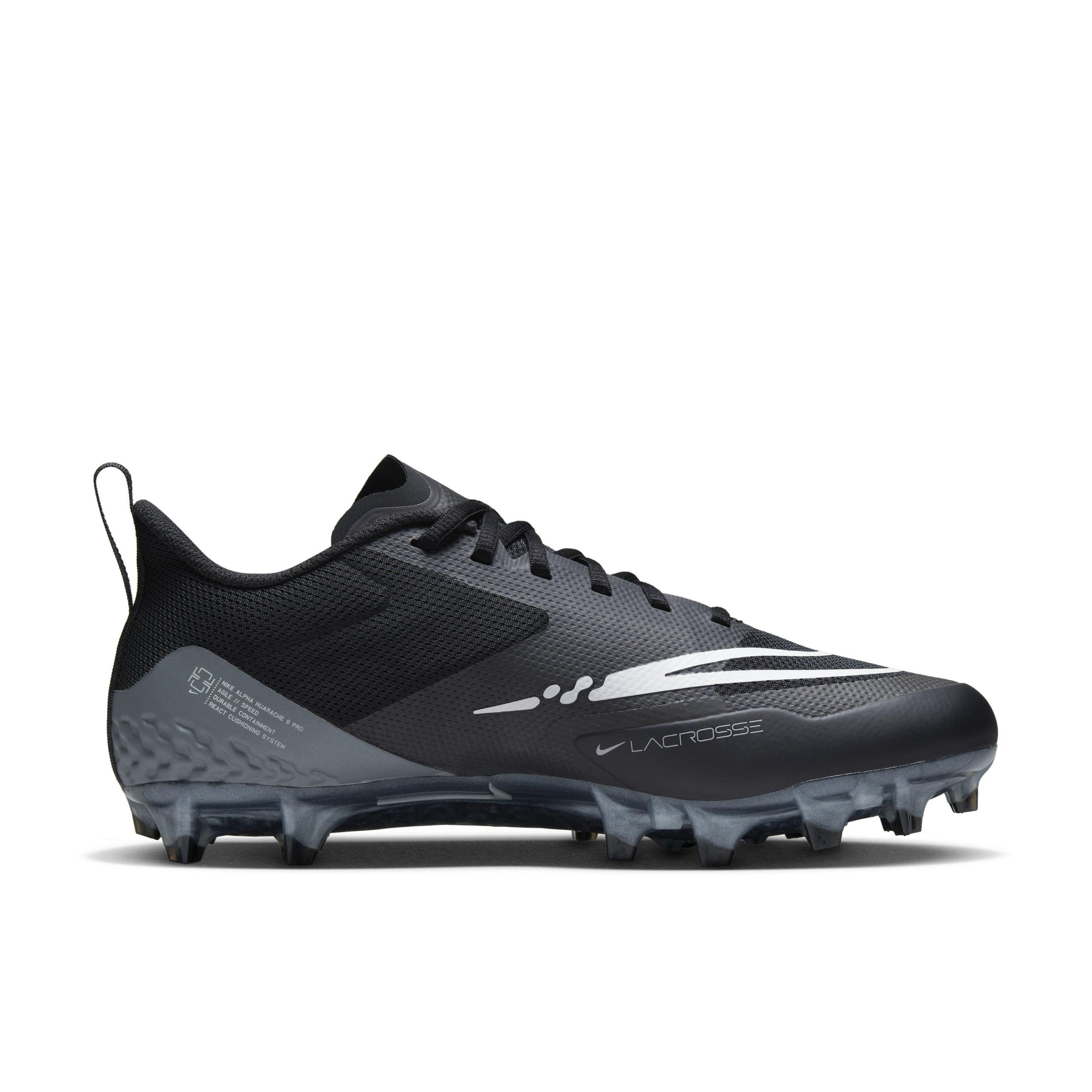 Nike Alpha Huarache 8 Pro Black Black Light Smoke Grey Dark Smoke Grey Men s Lacrosse Cleat Hibbett