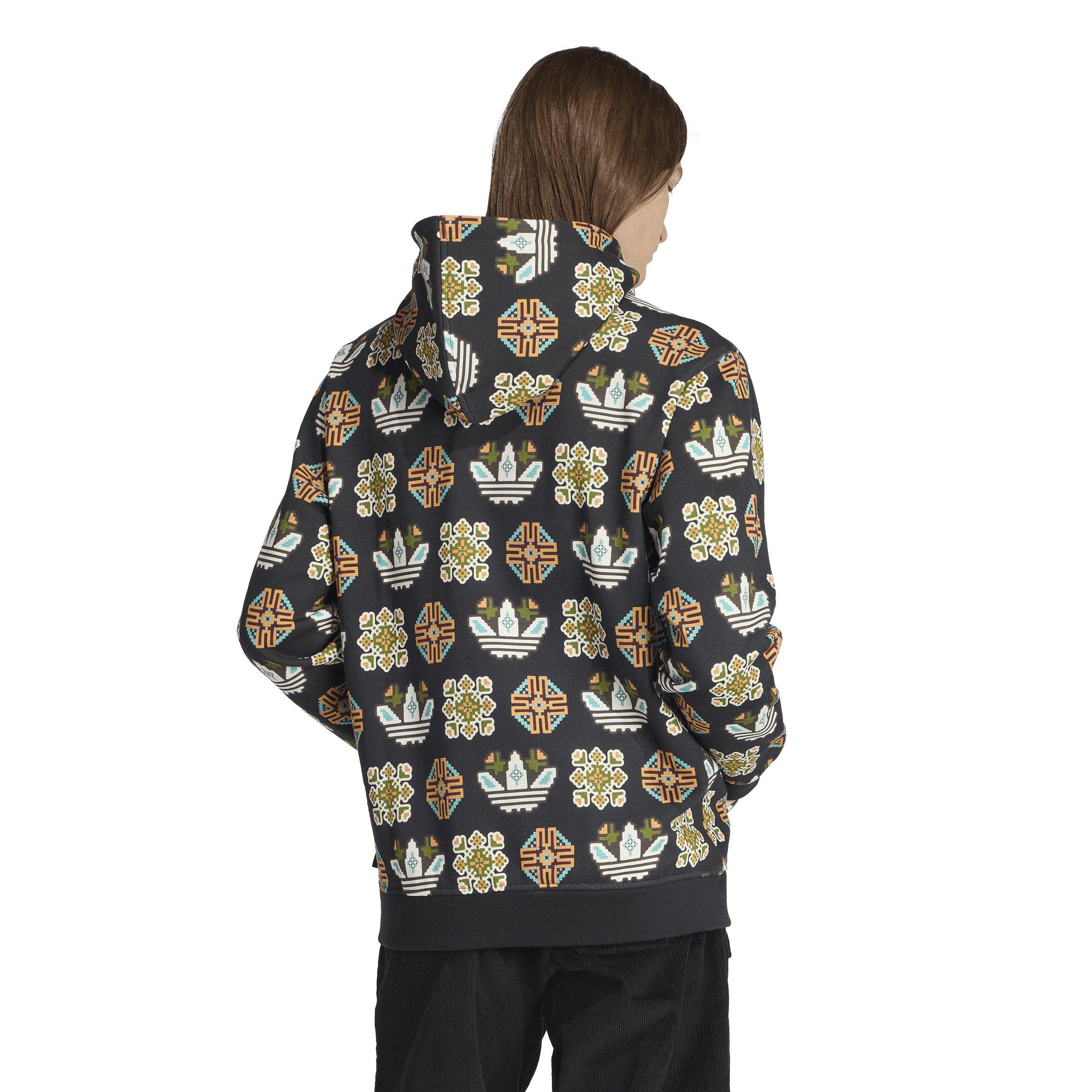 adidas Originals Men's Tile Allover Print Loose Hoodie -Black - BLACK Thumbnail View 2