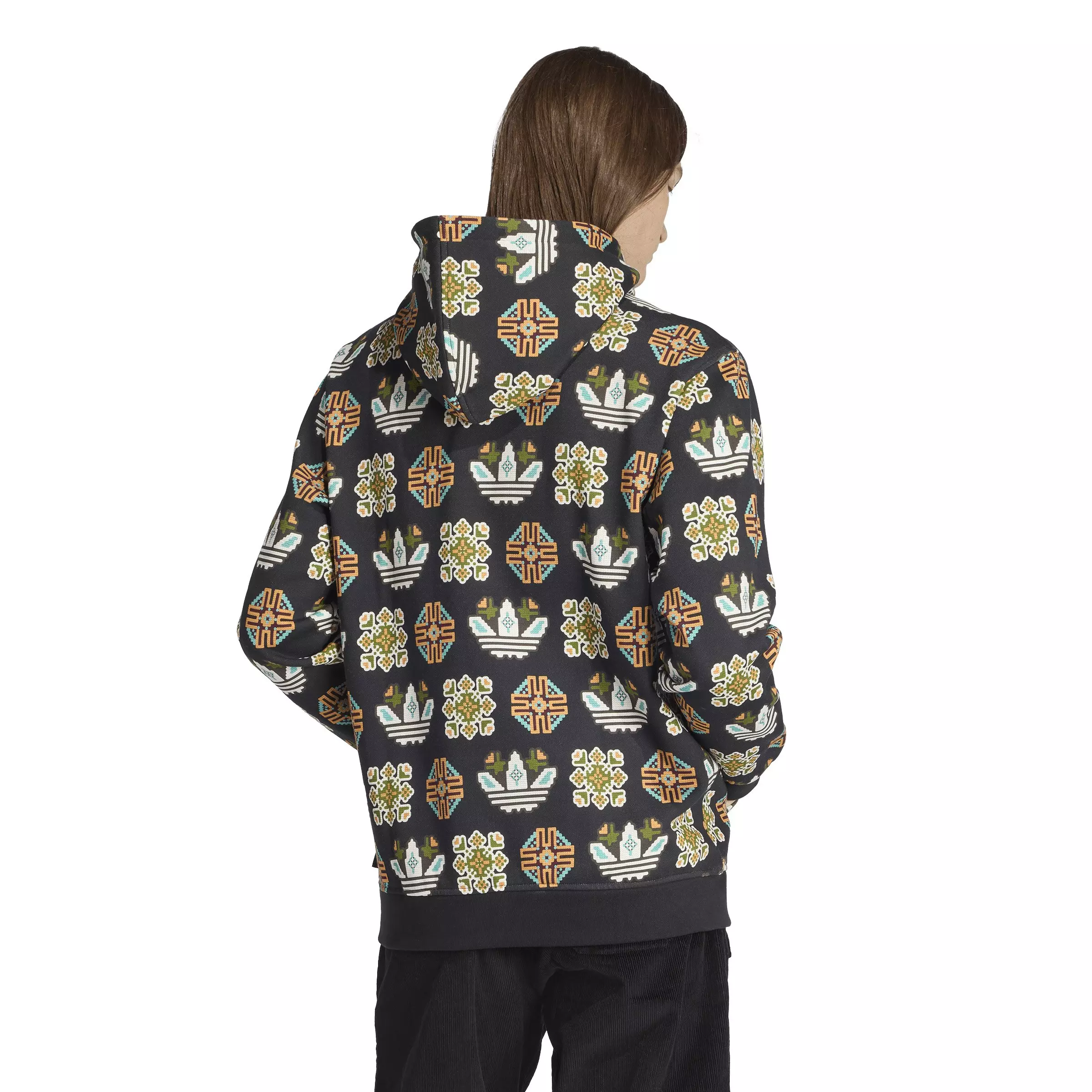 adidas Originals Men's Tile Allover Print Loose Hoodie -Black - BLACK