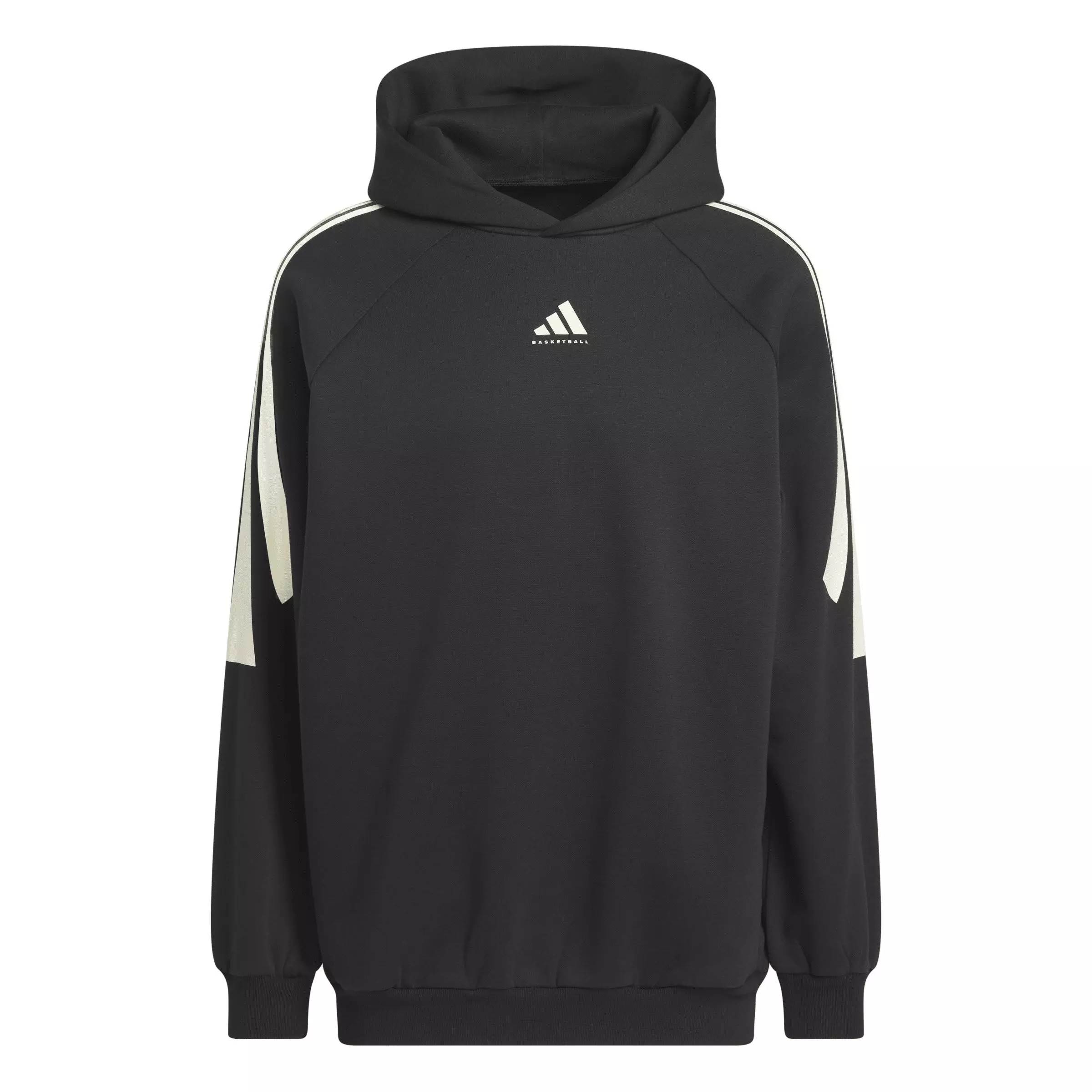 adidas Unisex Basketball 3-Stripes Fleece Hoodie -Black - BLACK