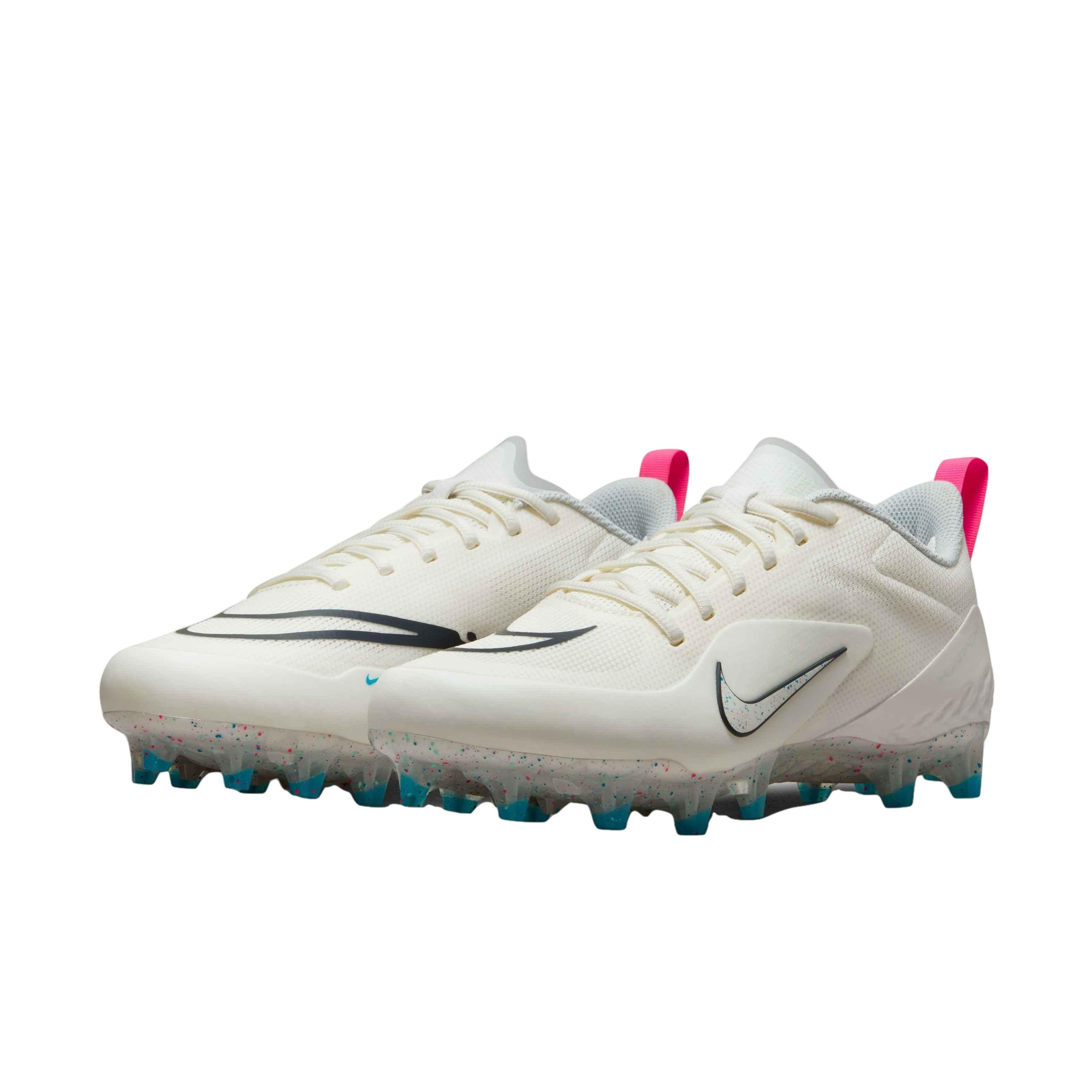 Nike Alpha Huarache 8 Pro "Sail/White/Hyper Pink/Laser Blue" Men's Lacrosse Cleat - SAIL/WHITE/PINK/BLUE Thumbnail View 3