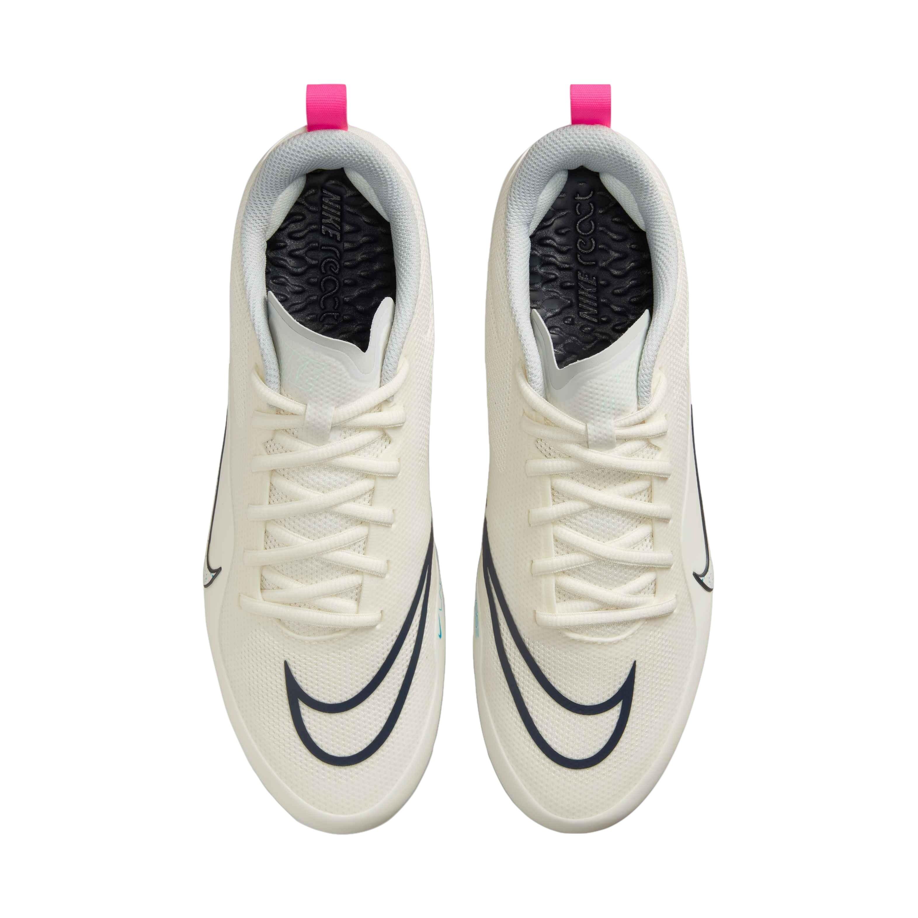 Nike Alpha Huarache 8 Pro "Sail/White/Hyper Pink/Laser Blue" Men's Lacrosse Cleat - SAIL/WHITE/PINK/BLUE Thumbnail View 4