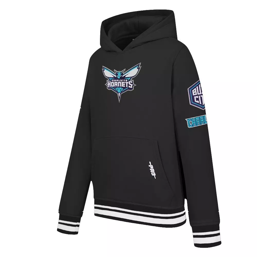 Pro Standard Big Boys​' NBA Charlotte Hornets Retro Classic Rib Fleece PO Hoodie -Black - BLACK