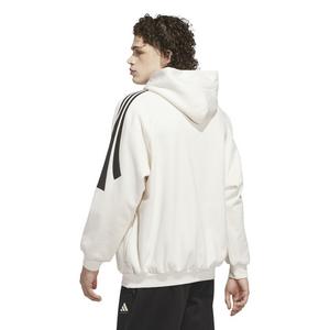 adidas Unisex Basketball 3-Stripes Fleece Hoodie -White