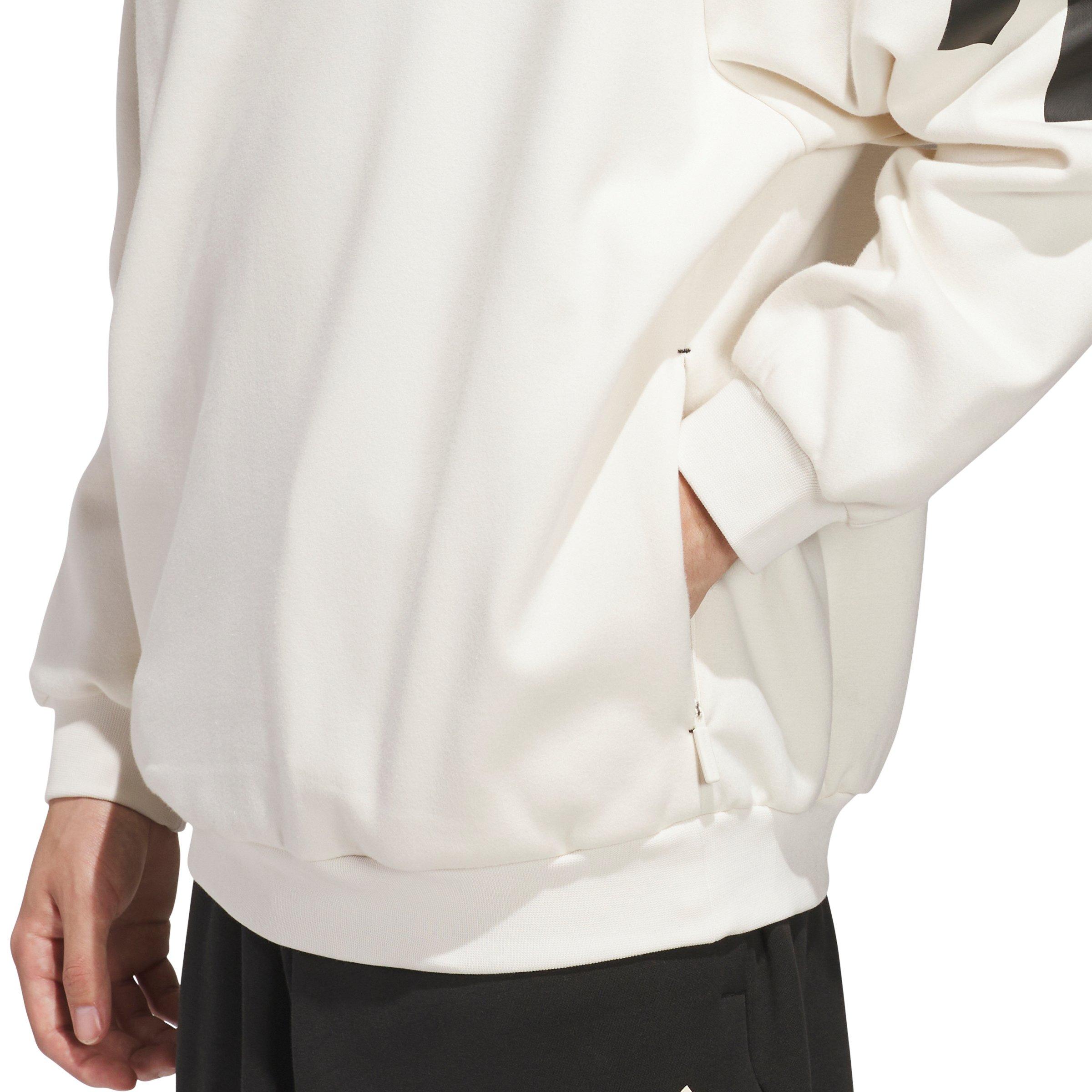 adidas Unisex Basketball 3-Stripes Fleece Hoodie -White - WHITE Thumbnail View 4